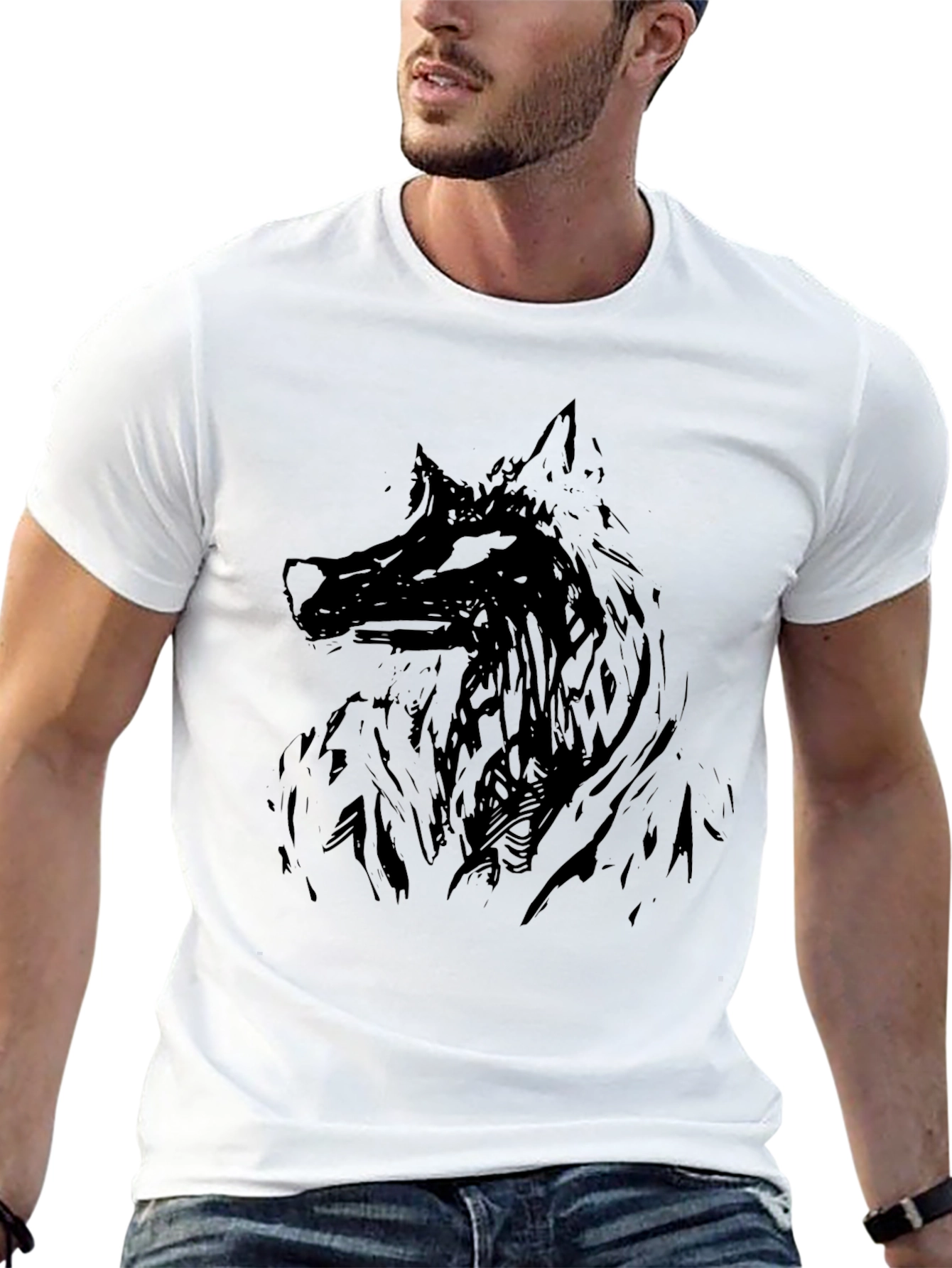 Black Wolf Graphic Tee - Mens Casual Shirt