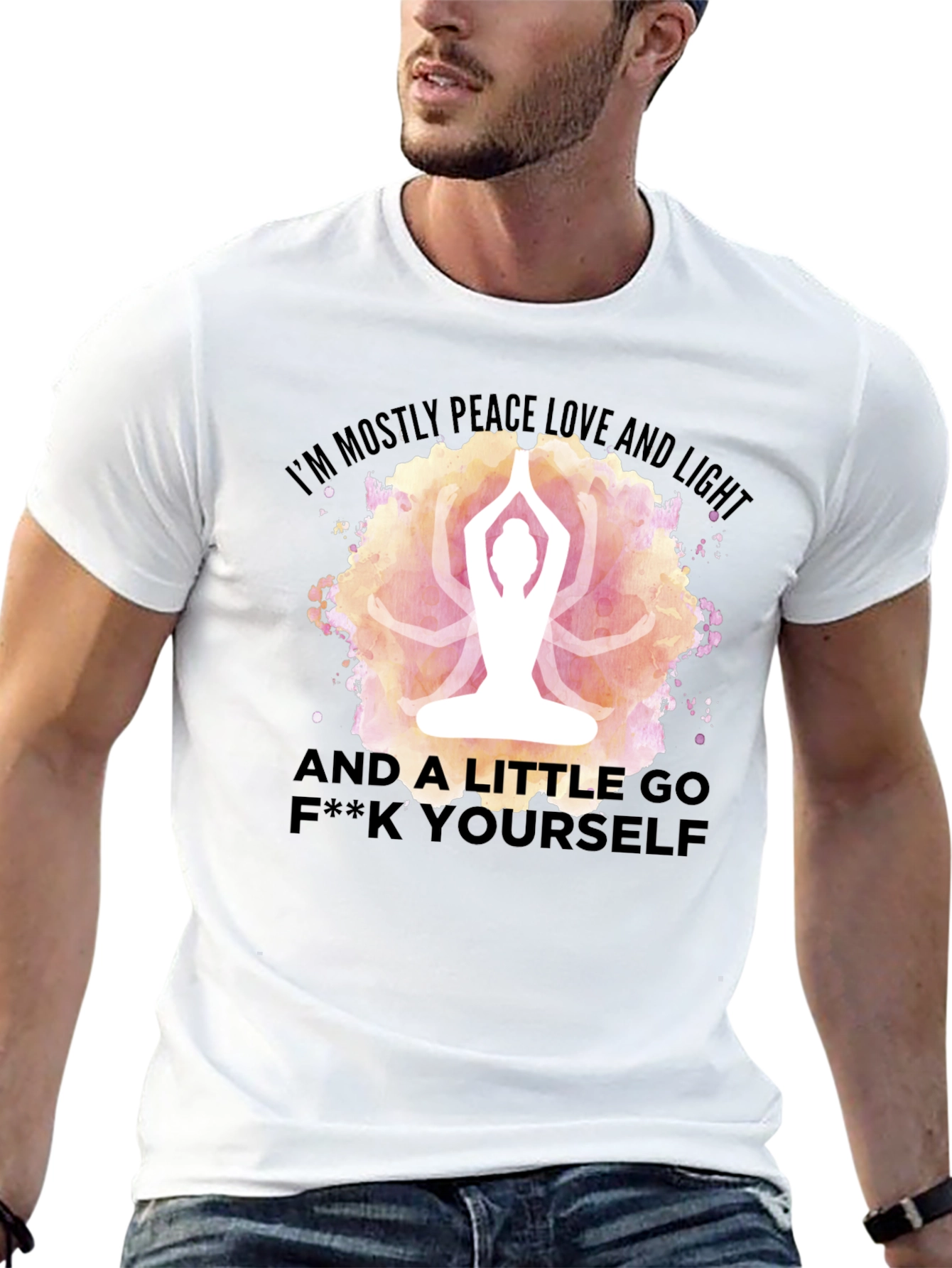Peace Love Light Yoga Funny Graphic T-Shirt