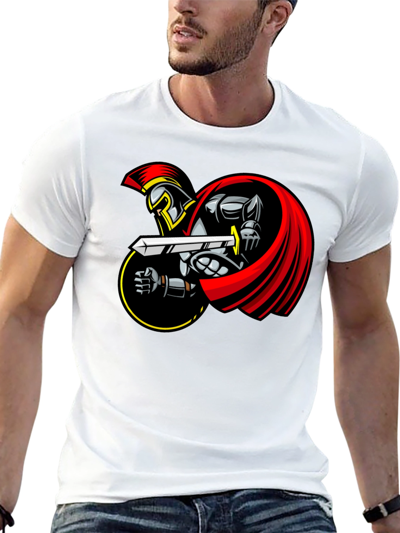Spartan Warrior Graphic T-Shirt - Black