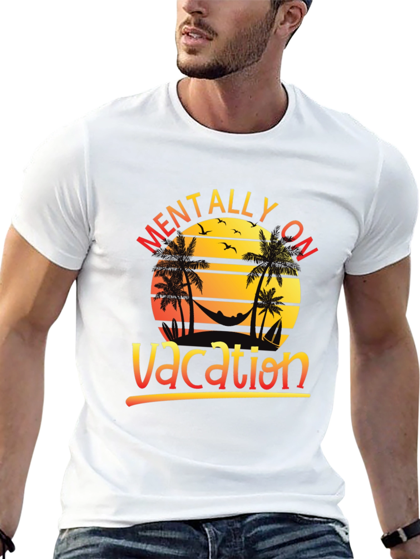 Mentally On Vacation Black T-Shirt