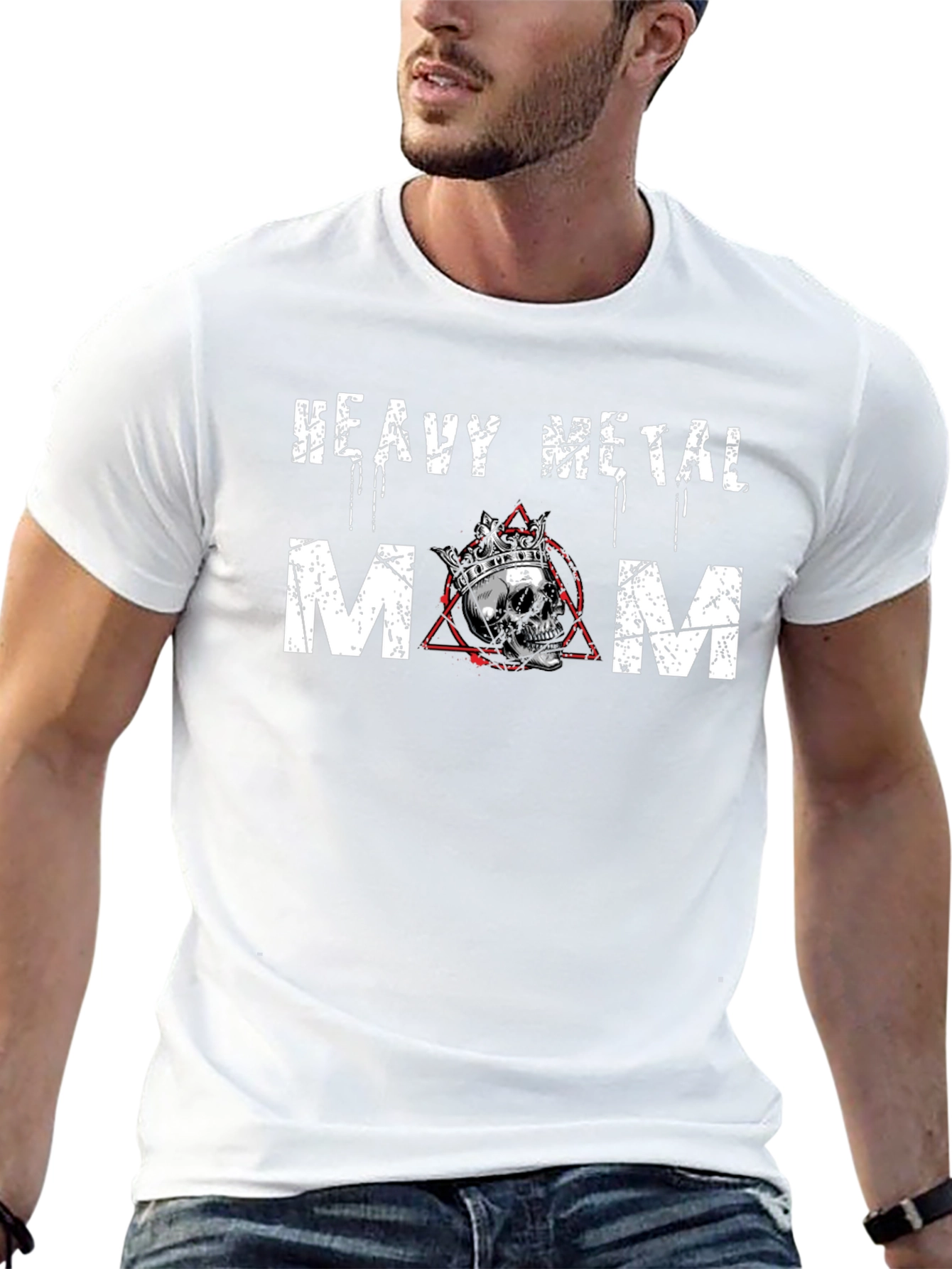 Heavy Metal Mom T-Shirt - Crowned Skull Graphic