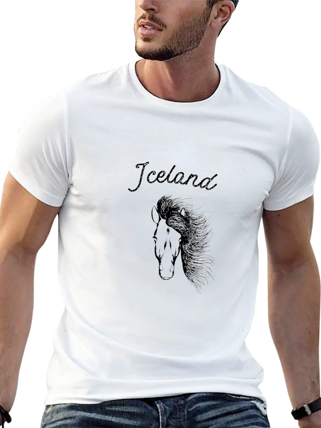 Iceland Horse Graphic Tee - Stylish Black T-Shirt