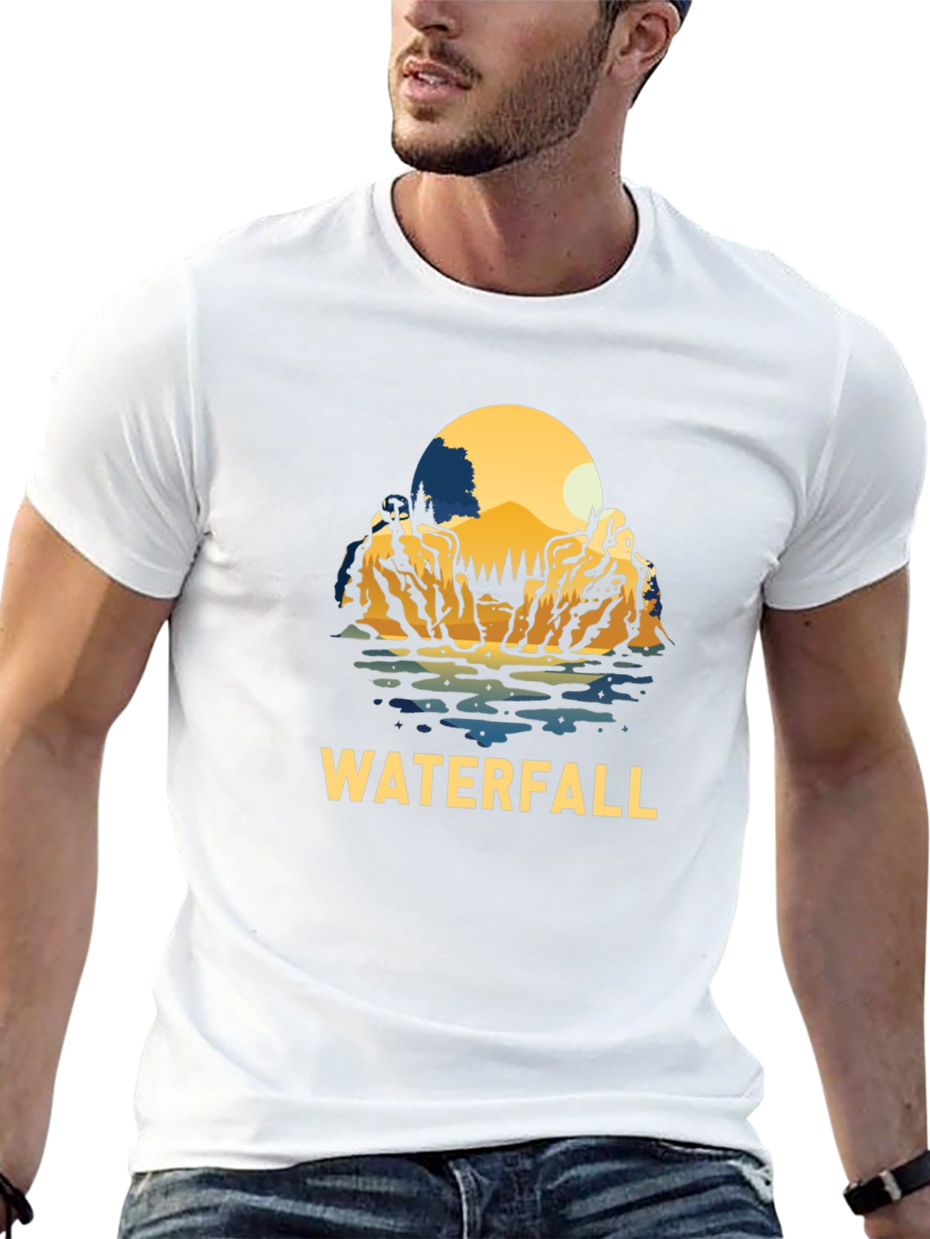 Waterfall Graphic Black T-Shirt