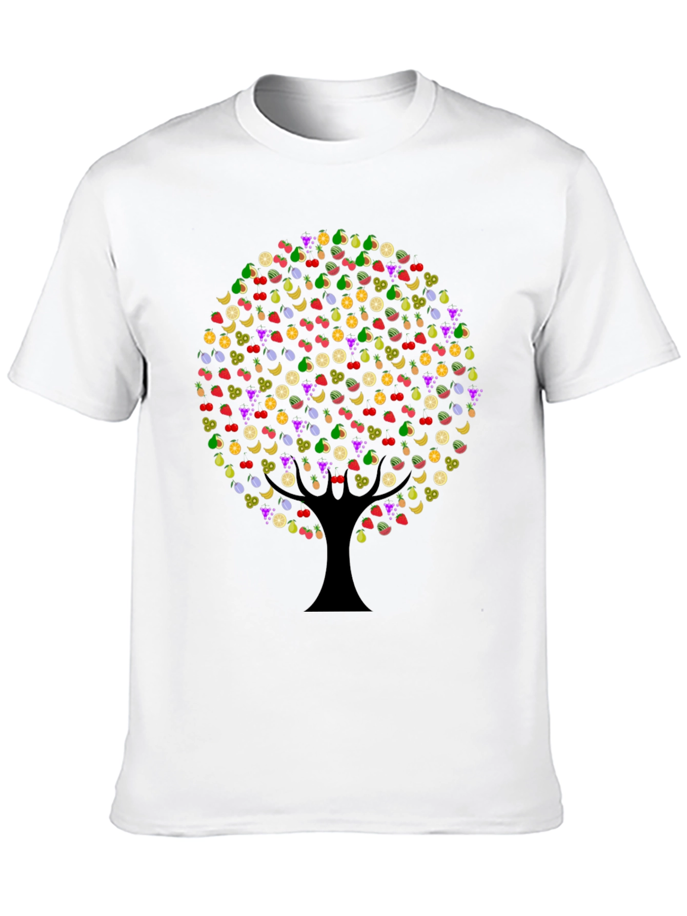 Fruit Tree Graphic Tee - Black Cotton T-Shirt
