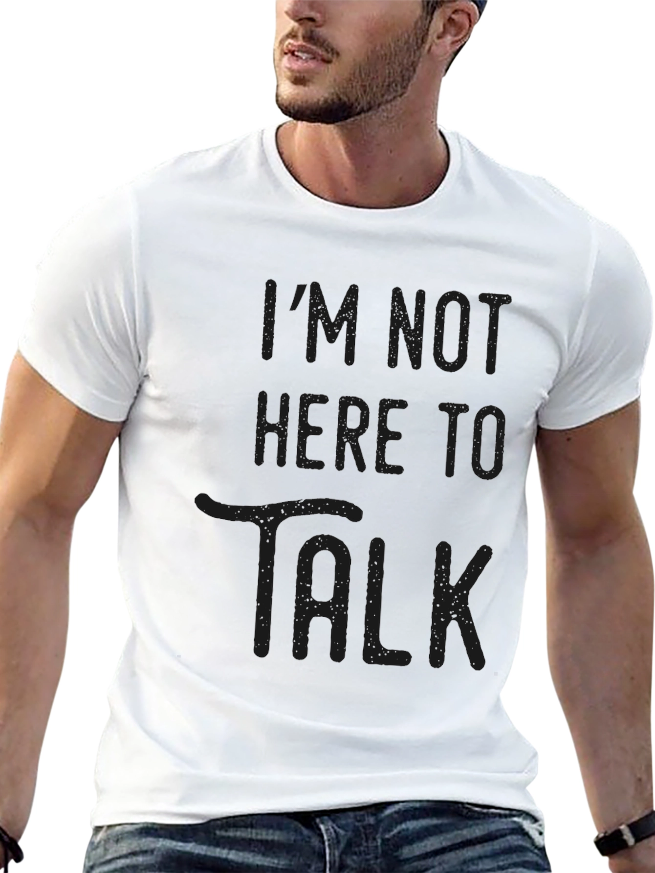Im Not Here to Talk Graphic Tee - Black