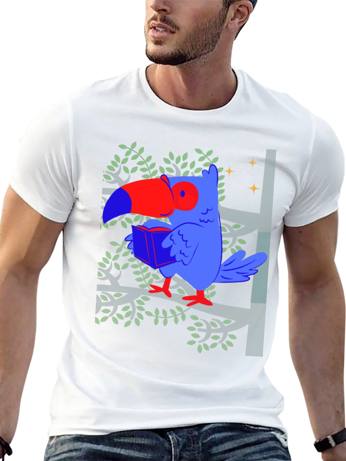 Toucan Reading Graphic T-Shirt