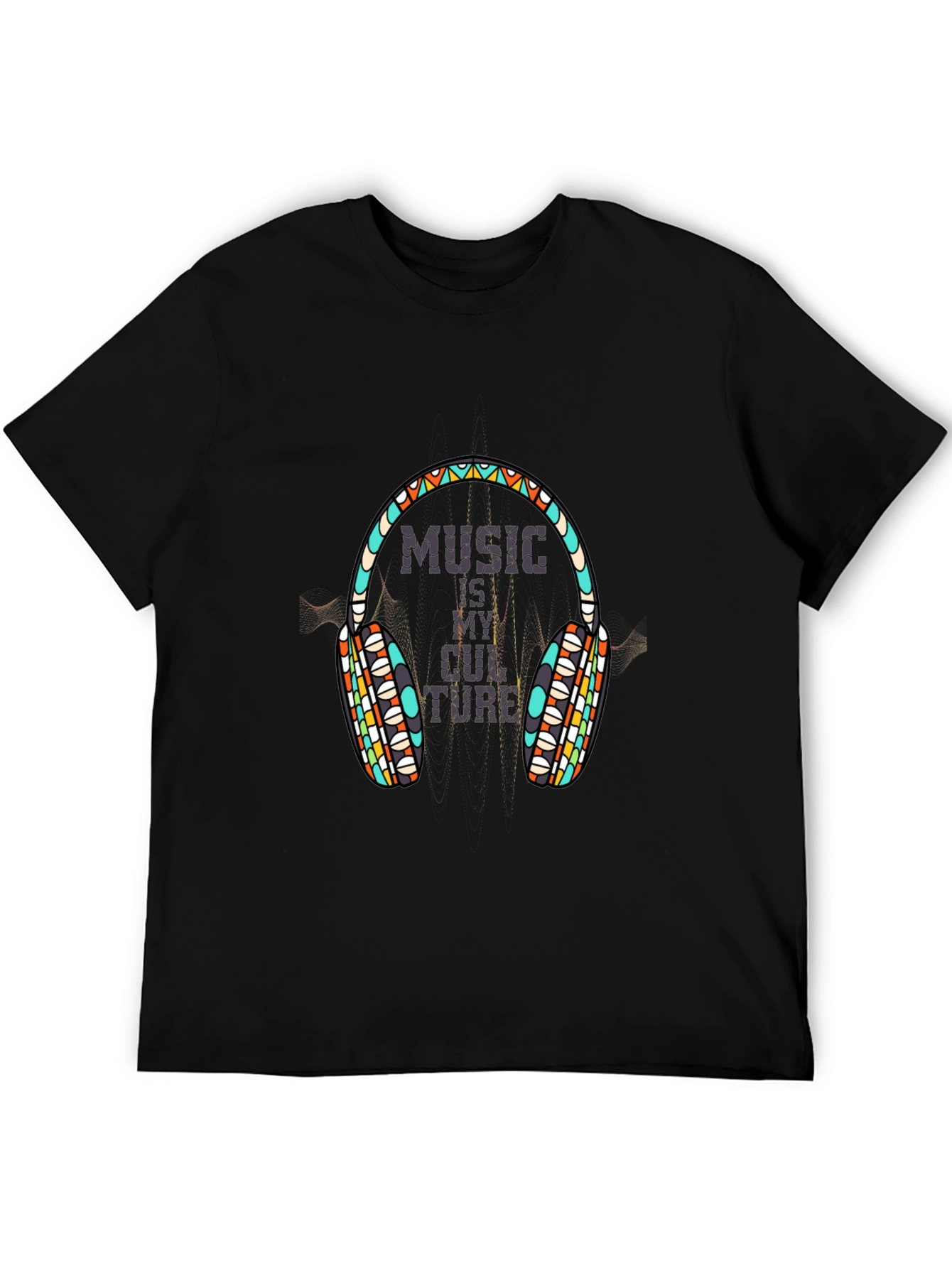 Music is My Culture Graphic Black T-Shirt