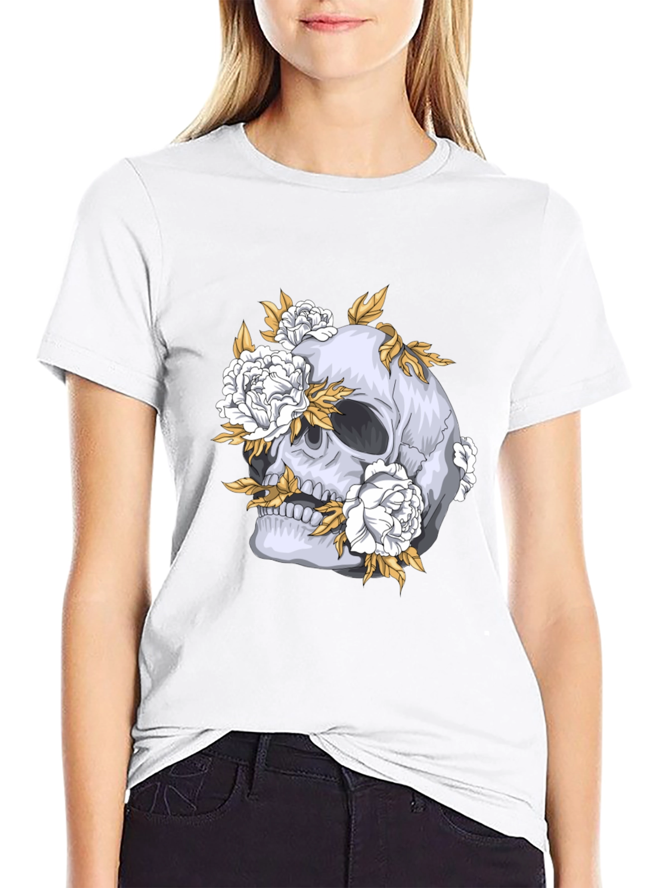 Skull & Floral Graphic Tee