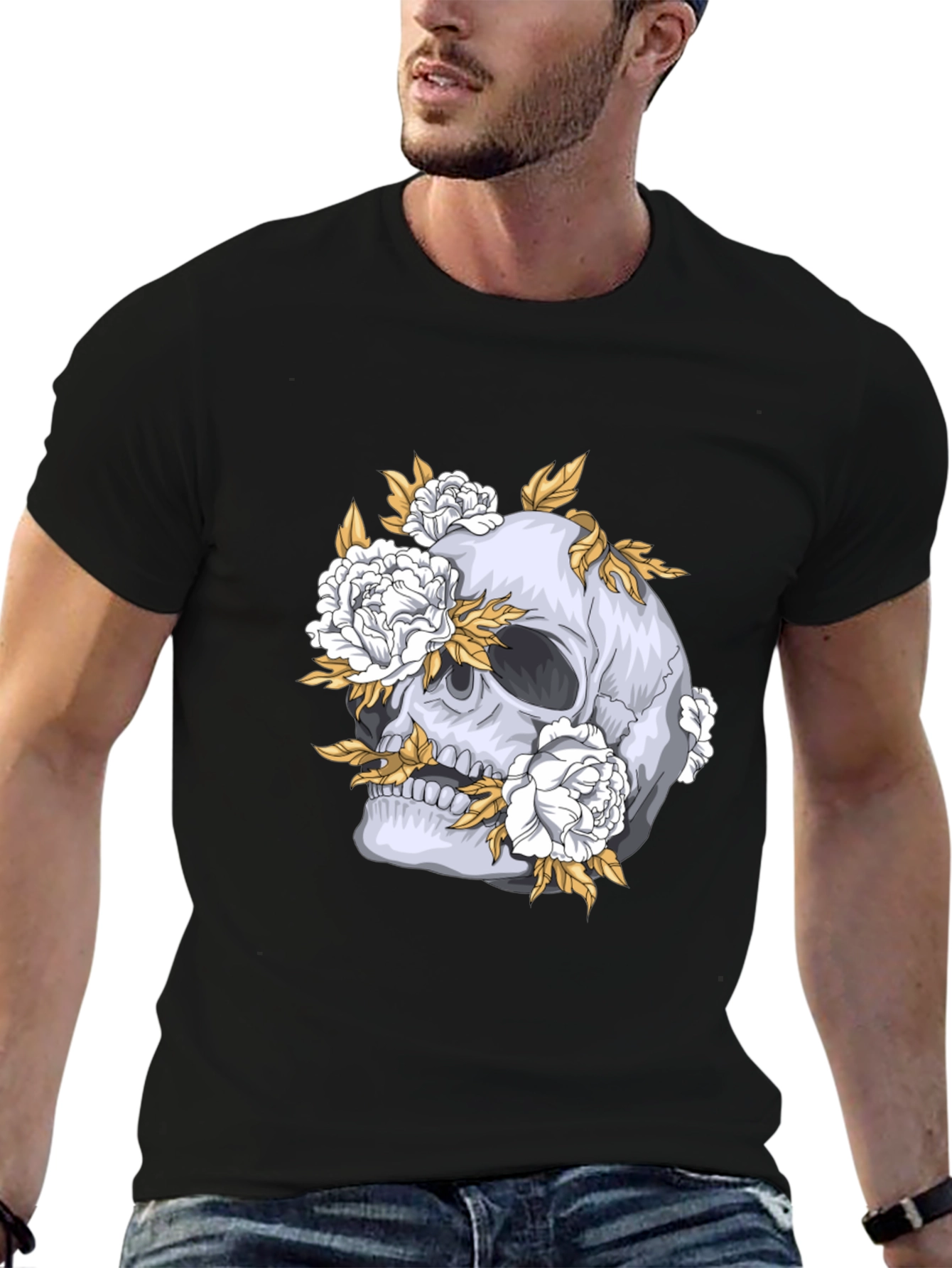Skull & Floral Graphic Tee