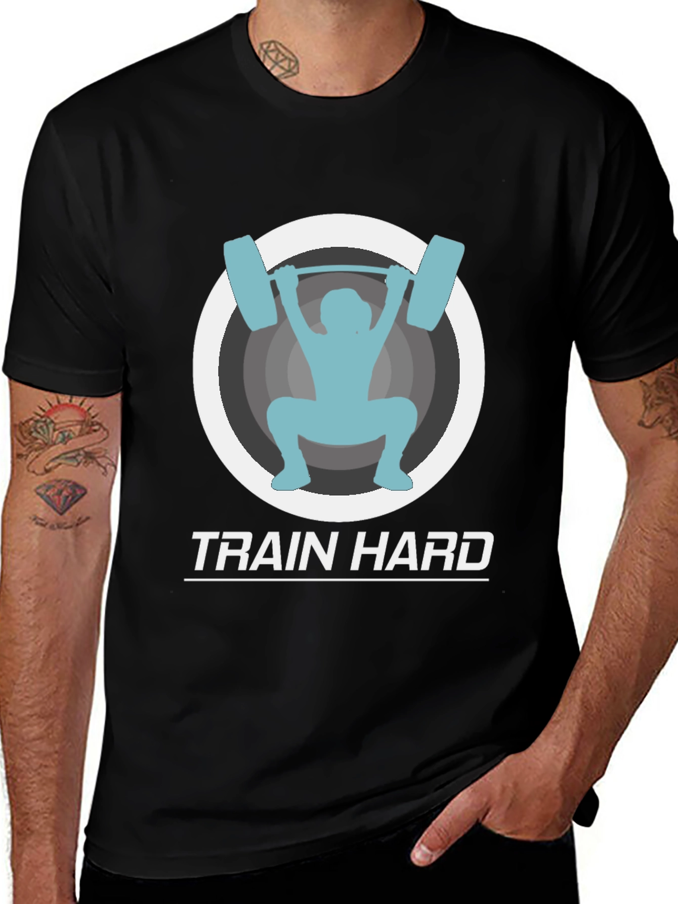 Train Hard Black Graphic Tee - Fitness Apparel