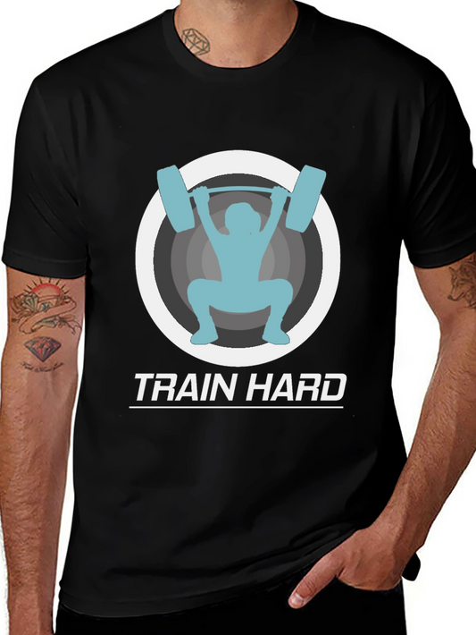 Train Hard Black Graphic Tee - Fitness Apparel