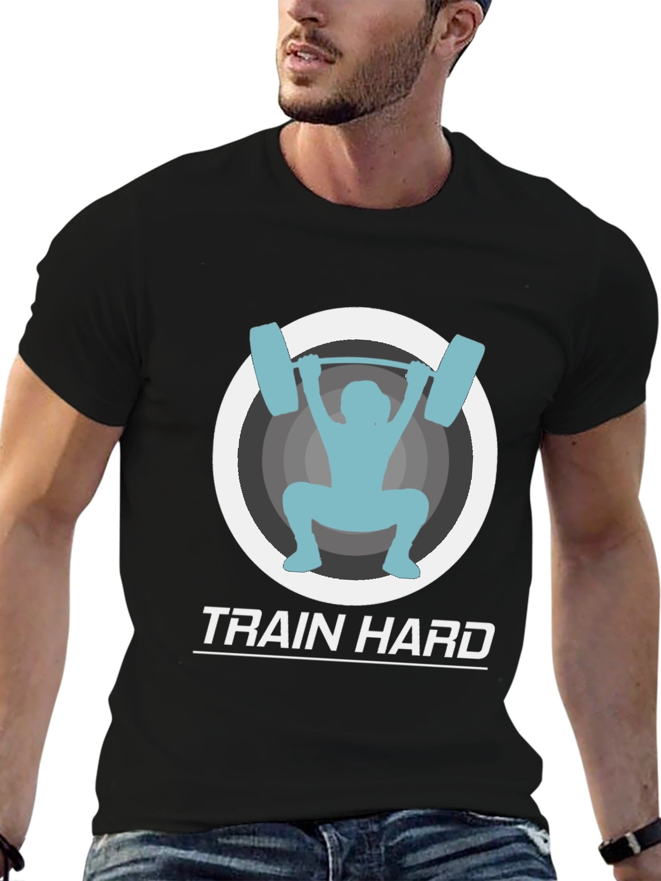 Train Hard Black Graphic Tee - Fitness Apparel