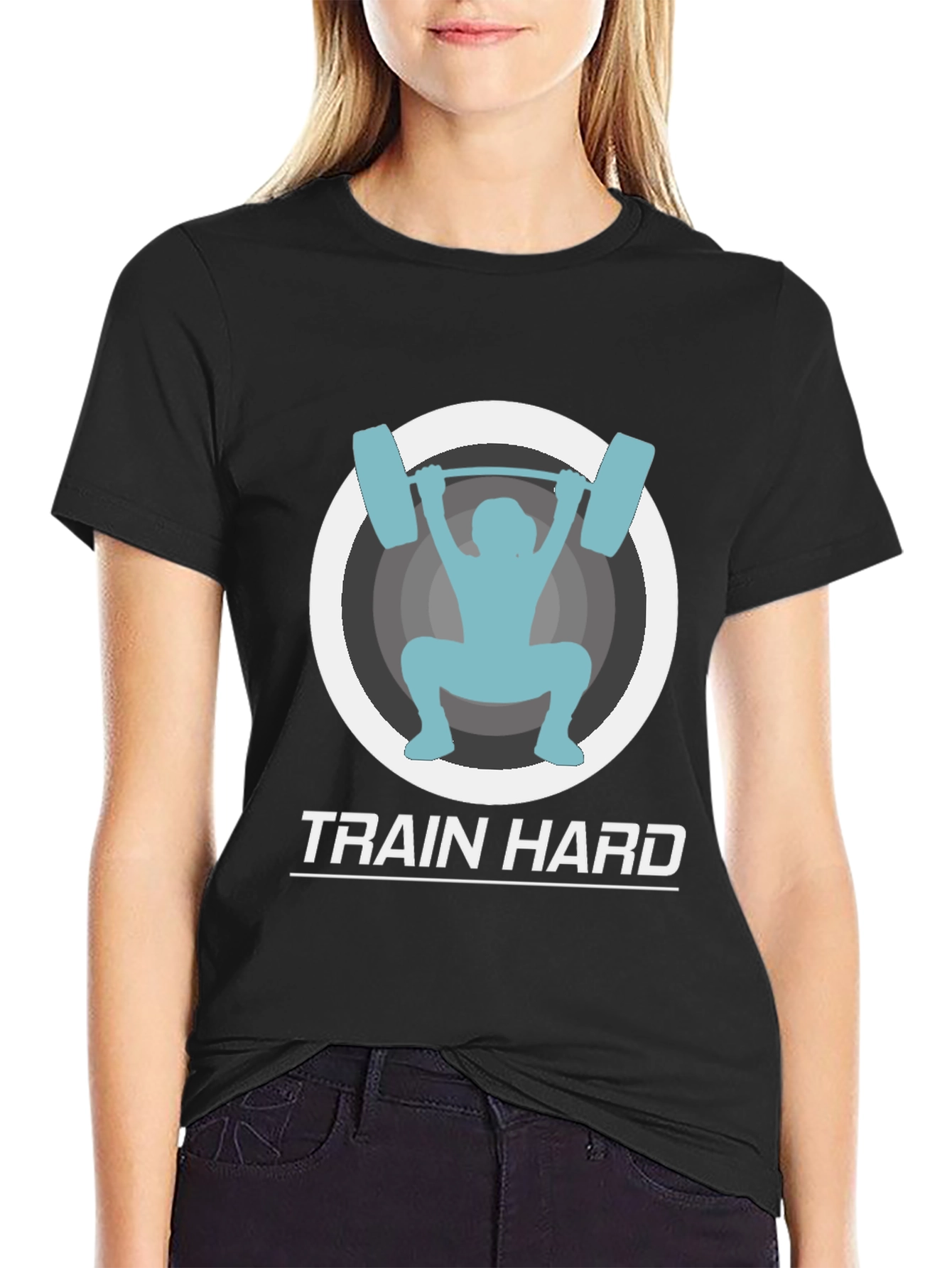 Train Hard Black Graphic Tee - Fitness Apparel