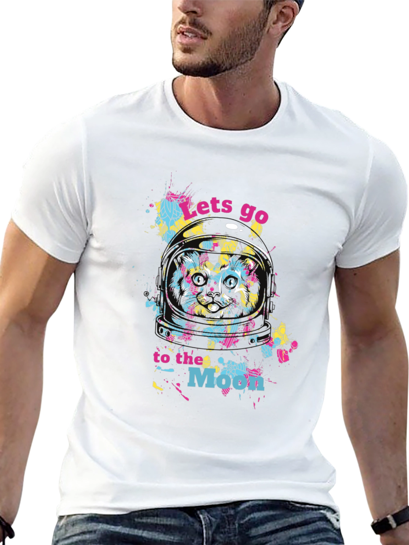 Cosmic Cat T-Shirt - Lets Go To The Moon!