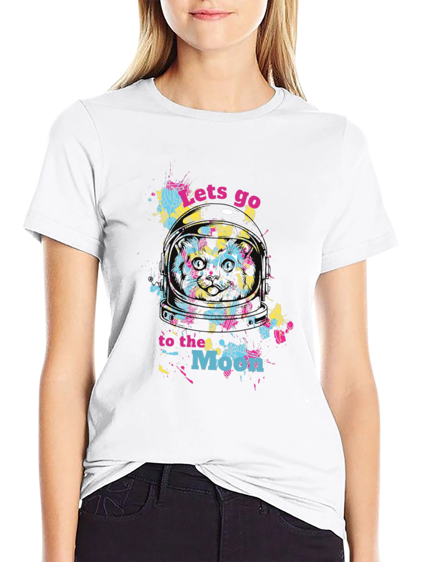 Cosmic Cat T-Shirt - Lets Go To The Moon!