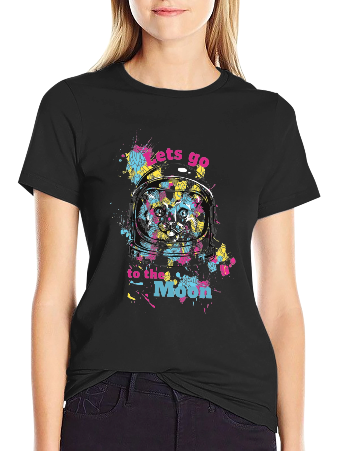 Cosmic Cat T-Shirt - Lets Go To The Moon!