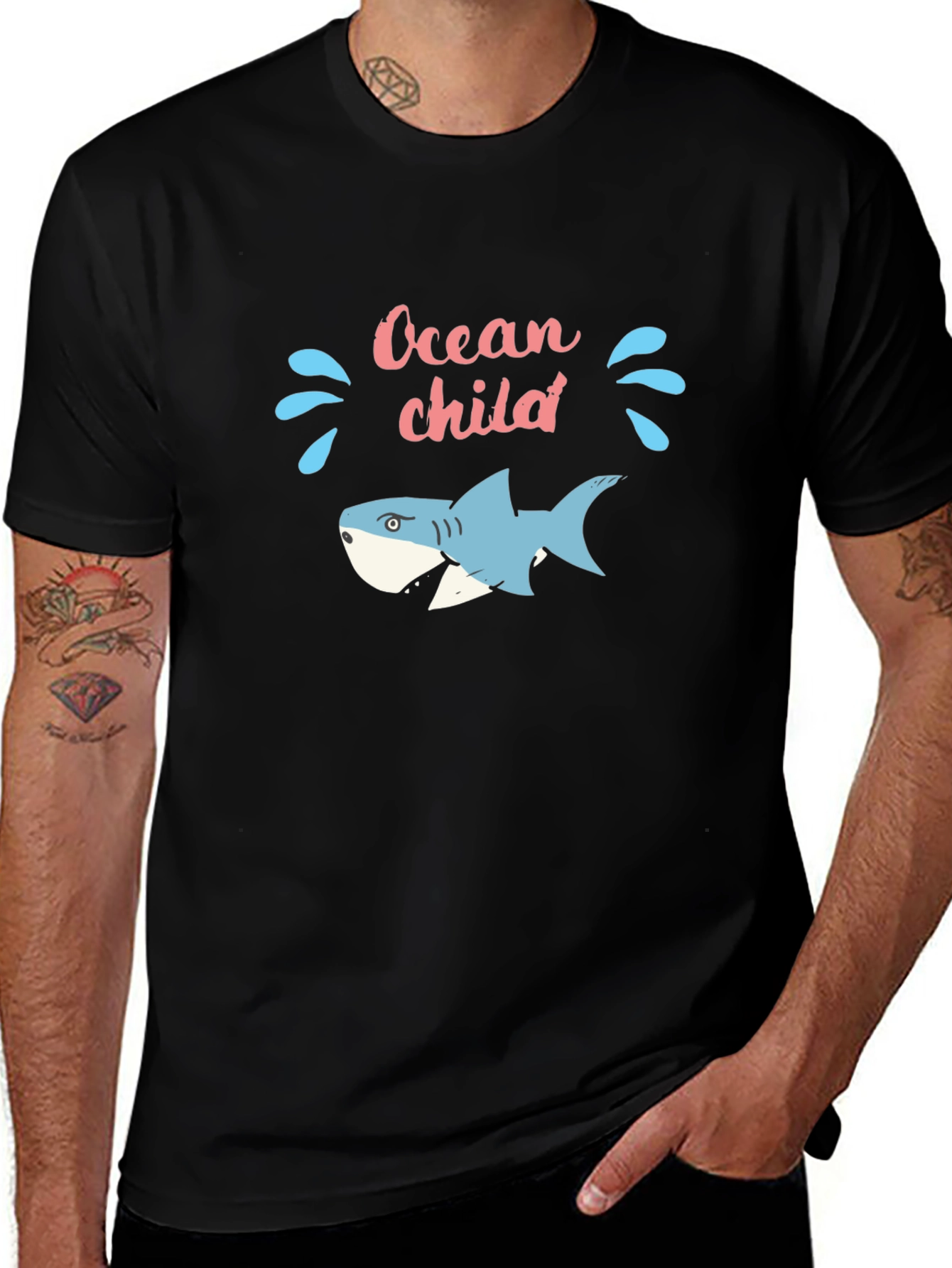 Ocean Child Graphic Tee - Black Cotton T-Shirt