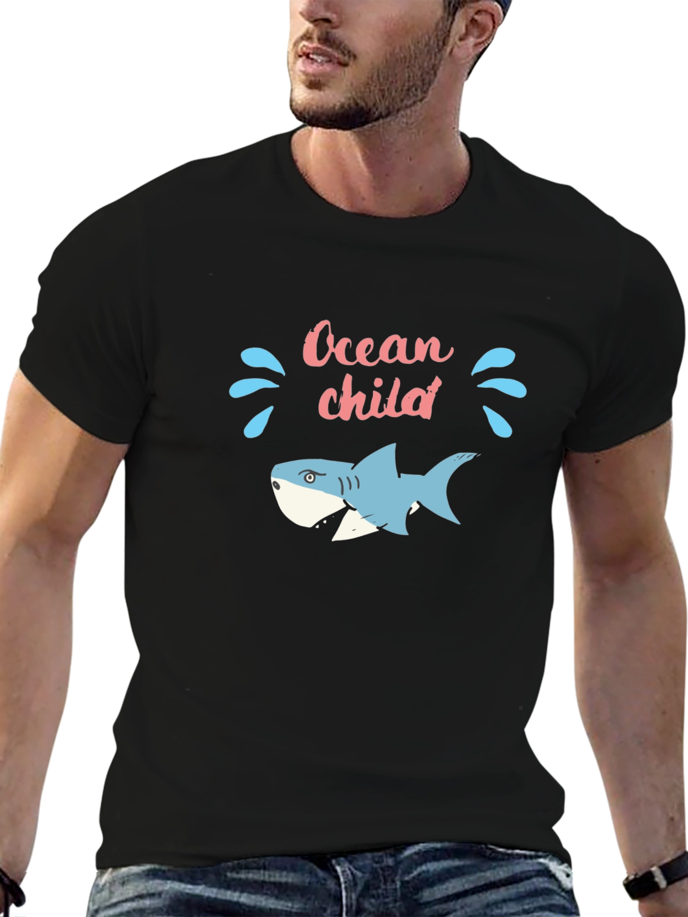 Ocean Child Graphic Tee - Black Cotton T-Shirt