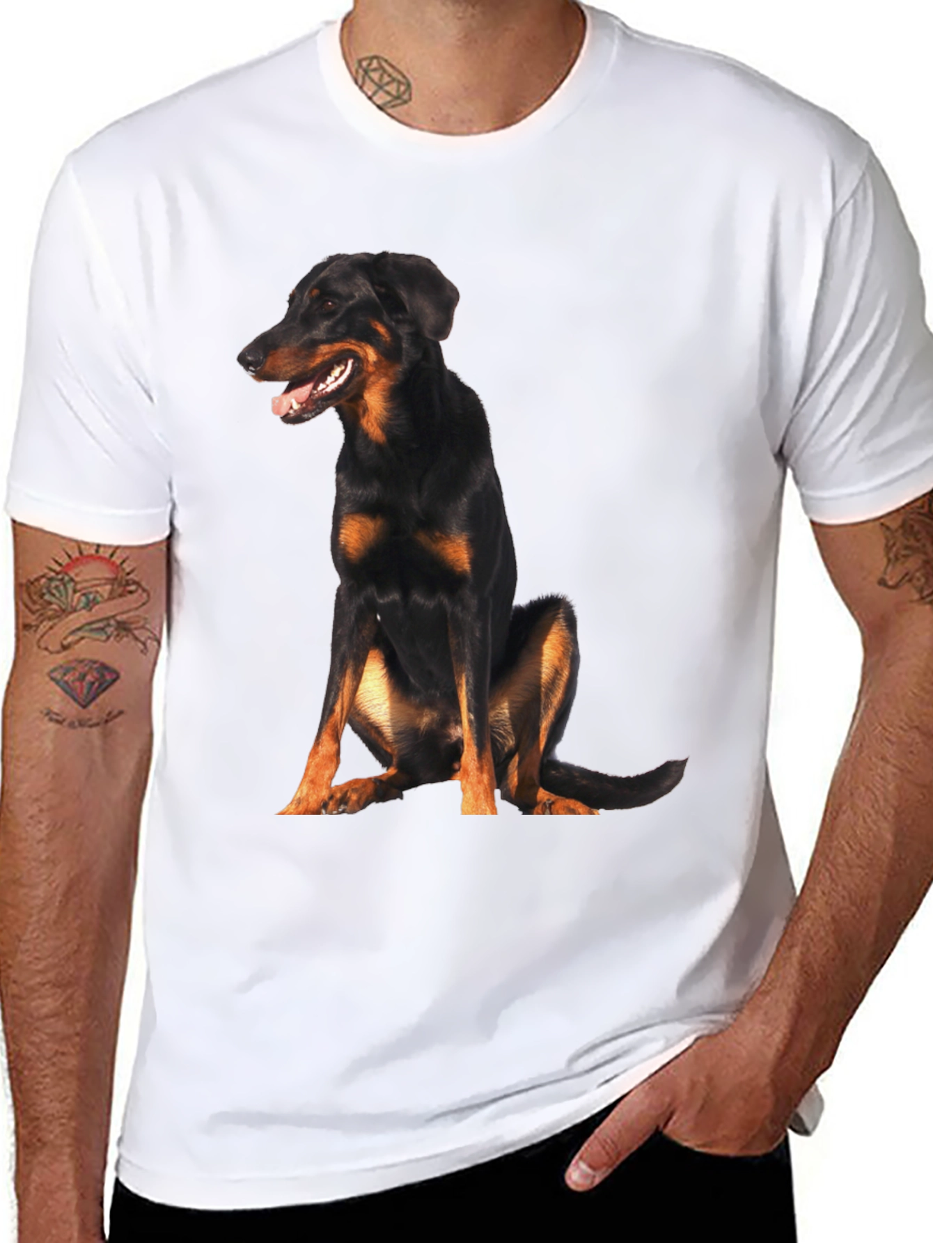 Beauceron Dog Graphic T-Shirt Black Casual Wear