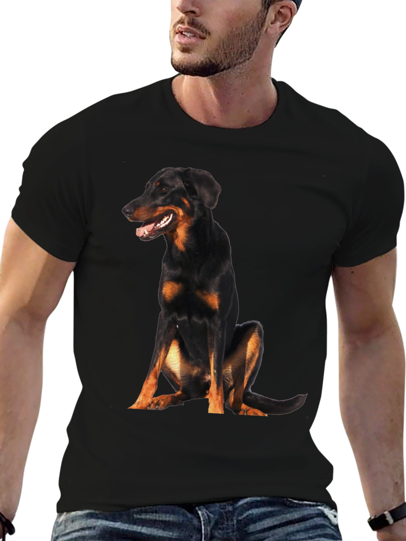 Beauceron Dog Graphic T-Shirt Black Casual Wear