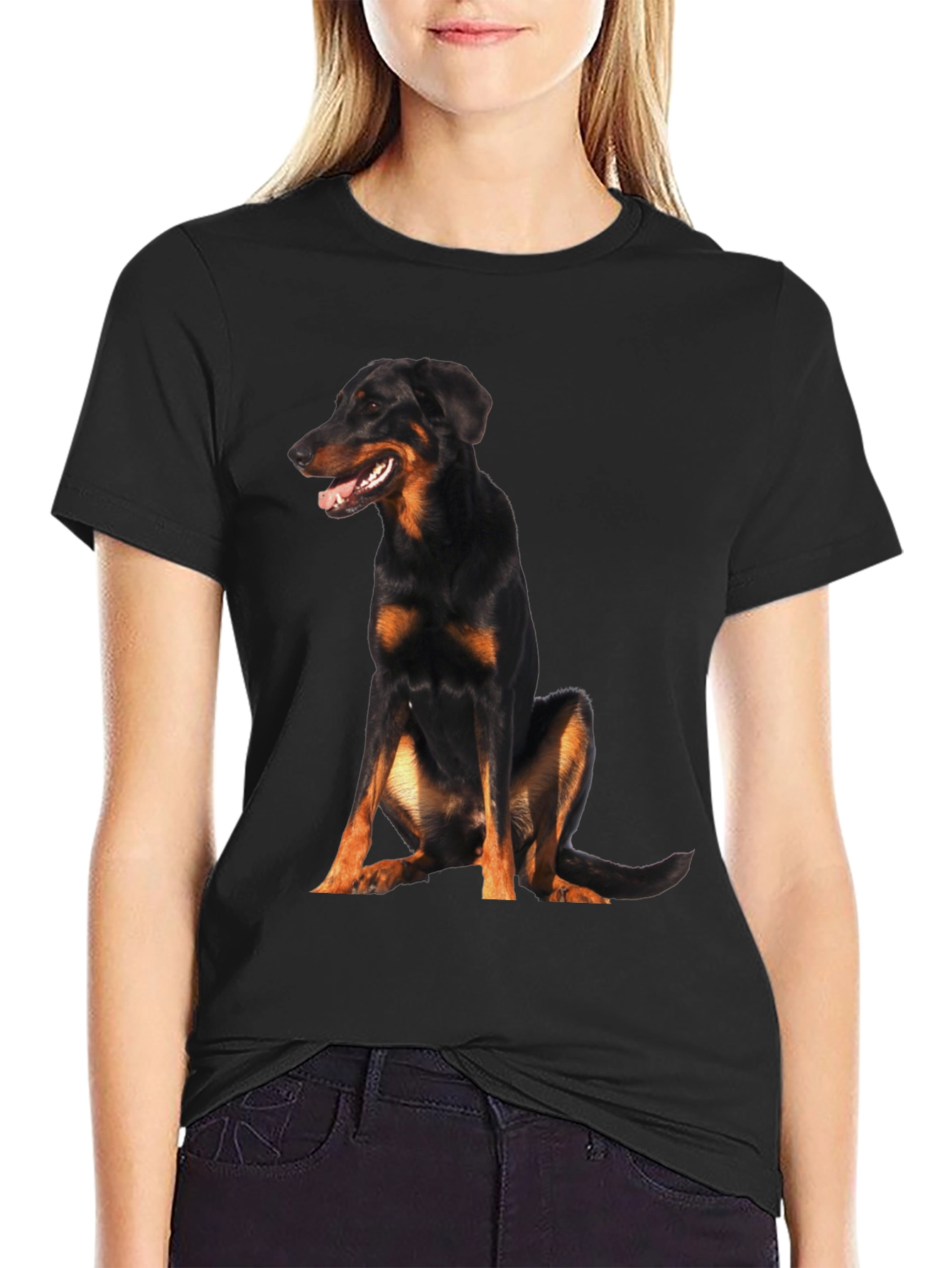 Beauceron Dog Graphic T-Shirt Black Casual Wear