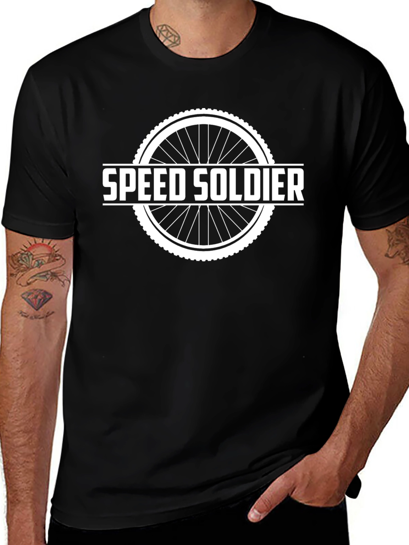 Speed Soldier Graphic Tee - Black Cotton T-Shirt