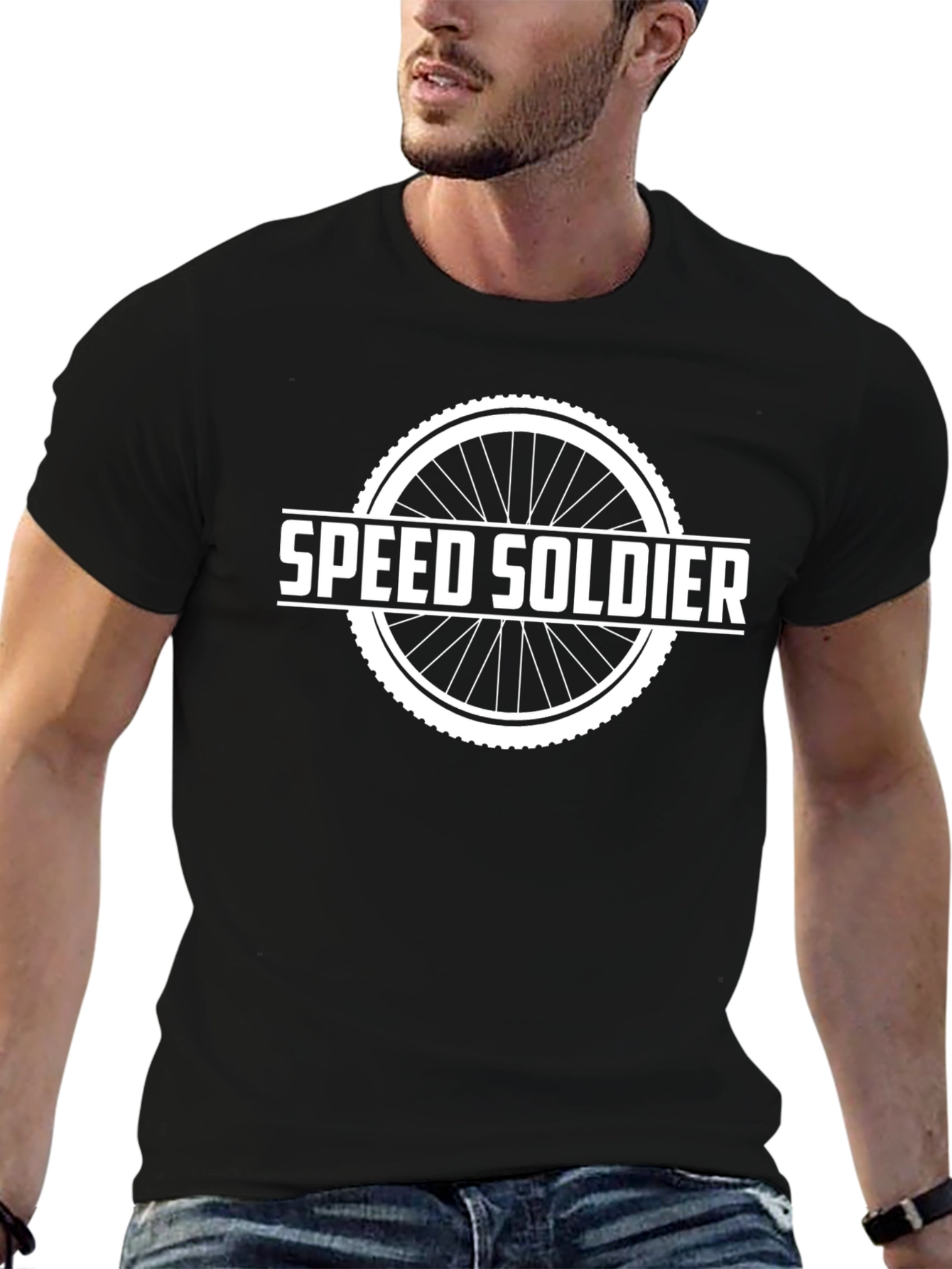 Speed Soldier Graphic Tee - Black Cotton T-Shirt
