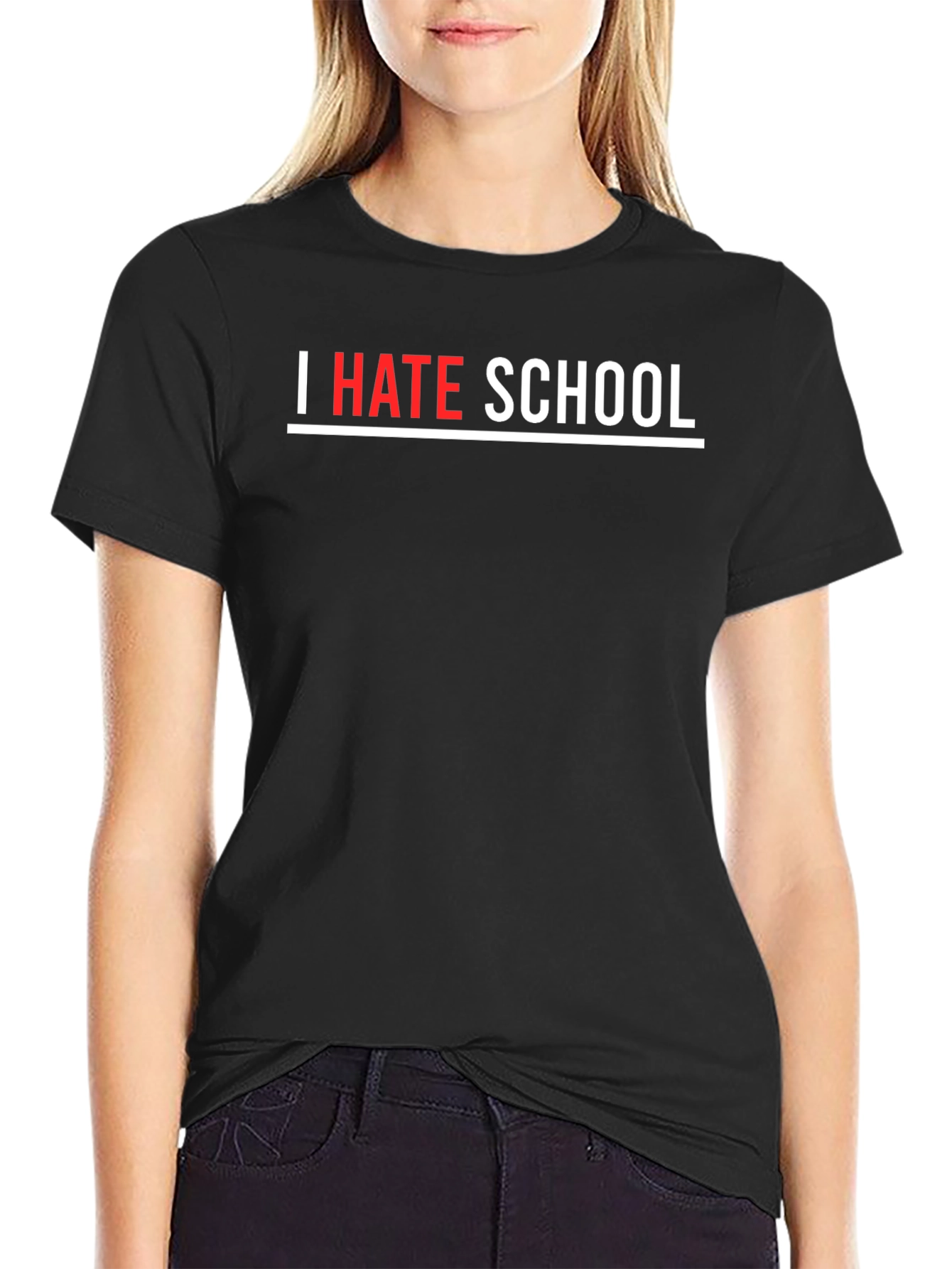 I Hate School Black T-Shirt - Bold Statement Tee