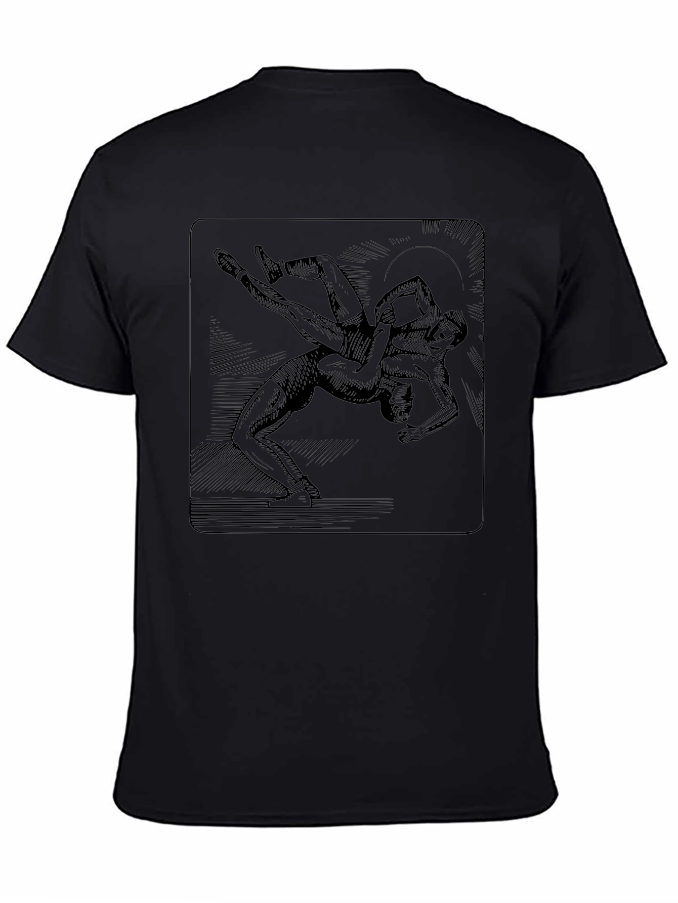 Wrestling Graphic Tee - Black Cotton Shirt
