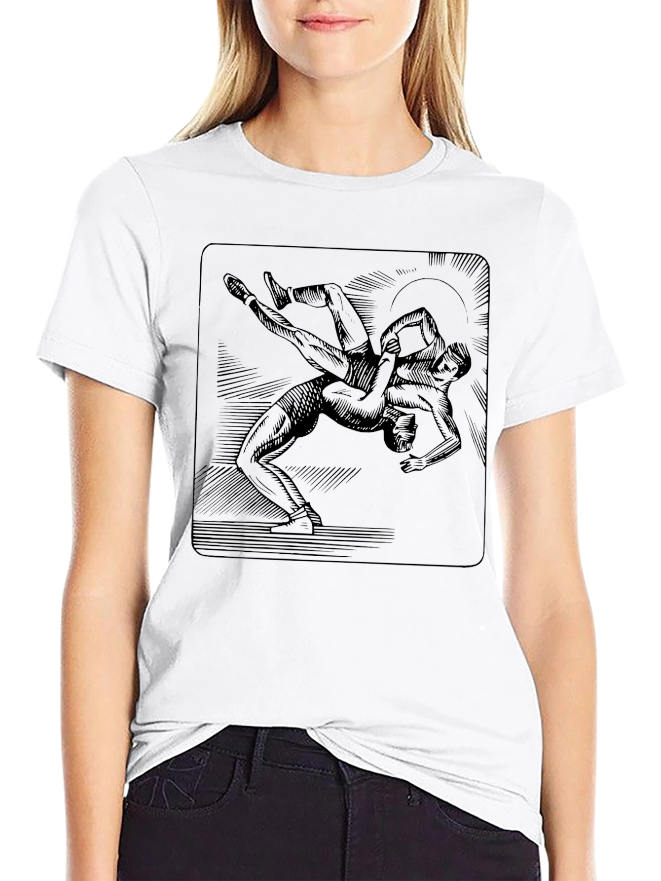 Wrestling Graphic Tee - Black Cotton Shirt