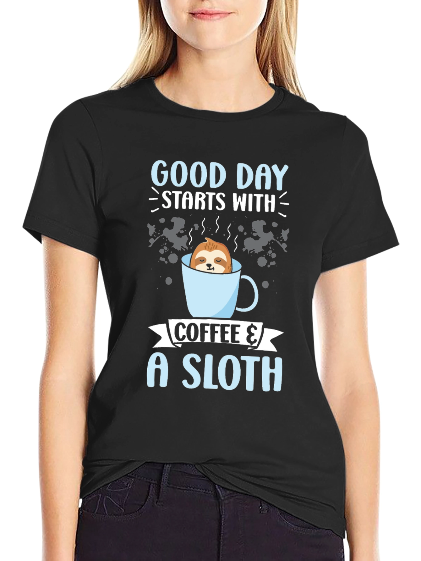 Coffee & Sloth T-Shirt: Good Day Starts Here!