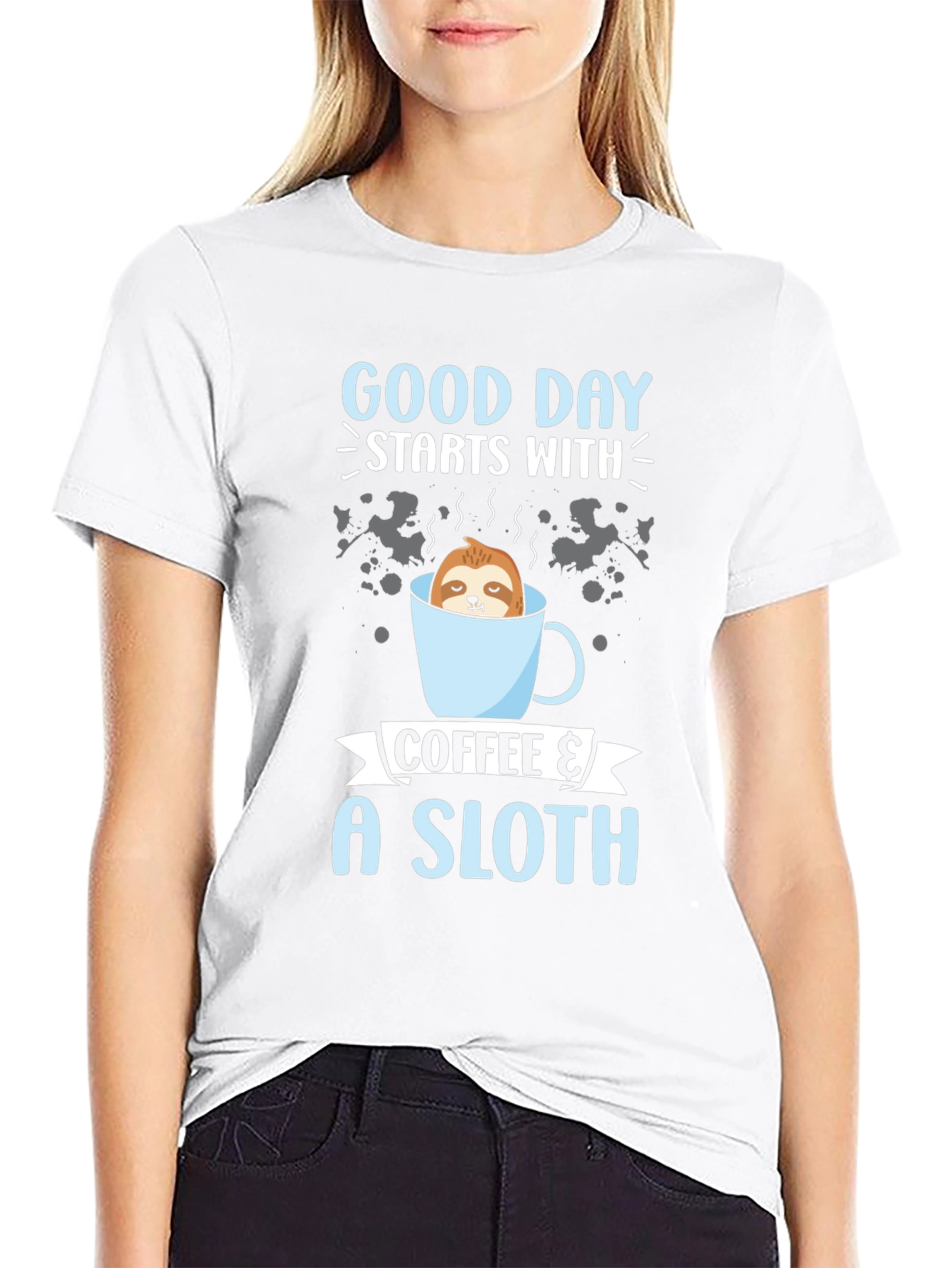 Coffee & Sloth T-Shirt: Good Day Starts Here!