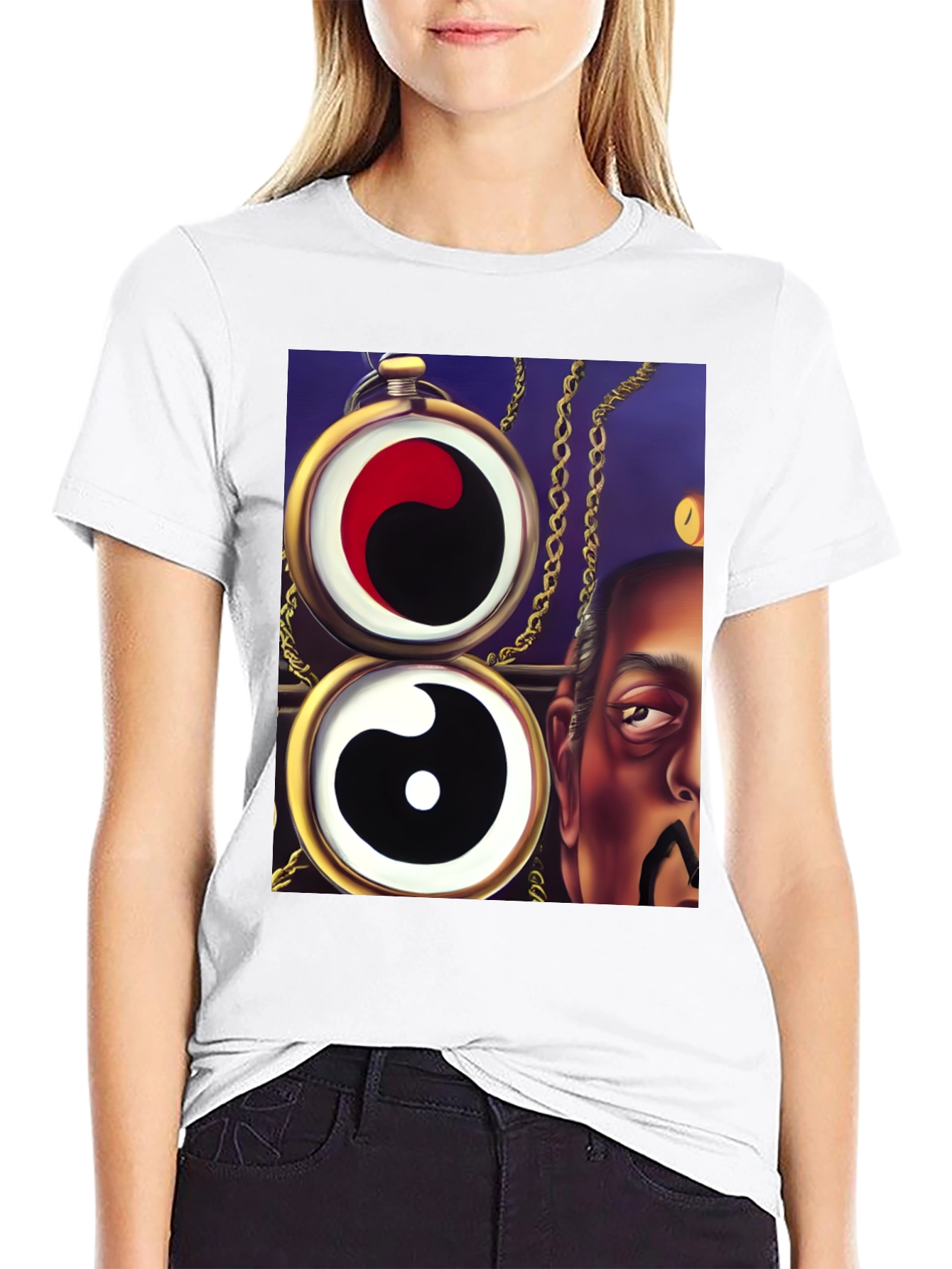 Yin Yang Pocket Watch Graphic Tee - Unique Design