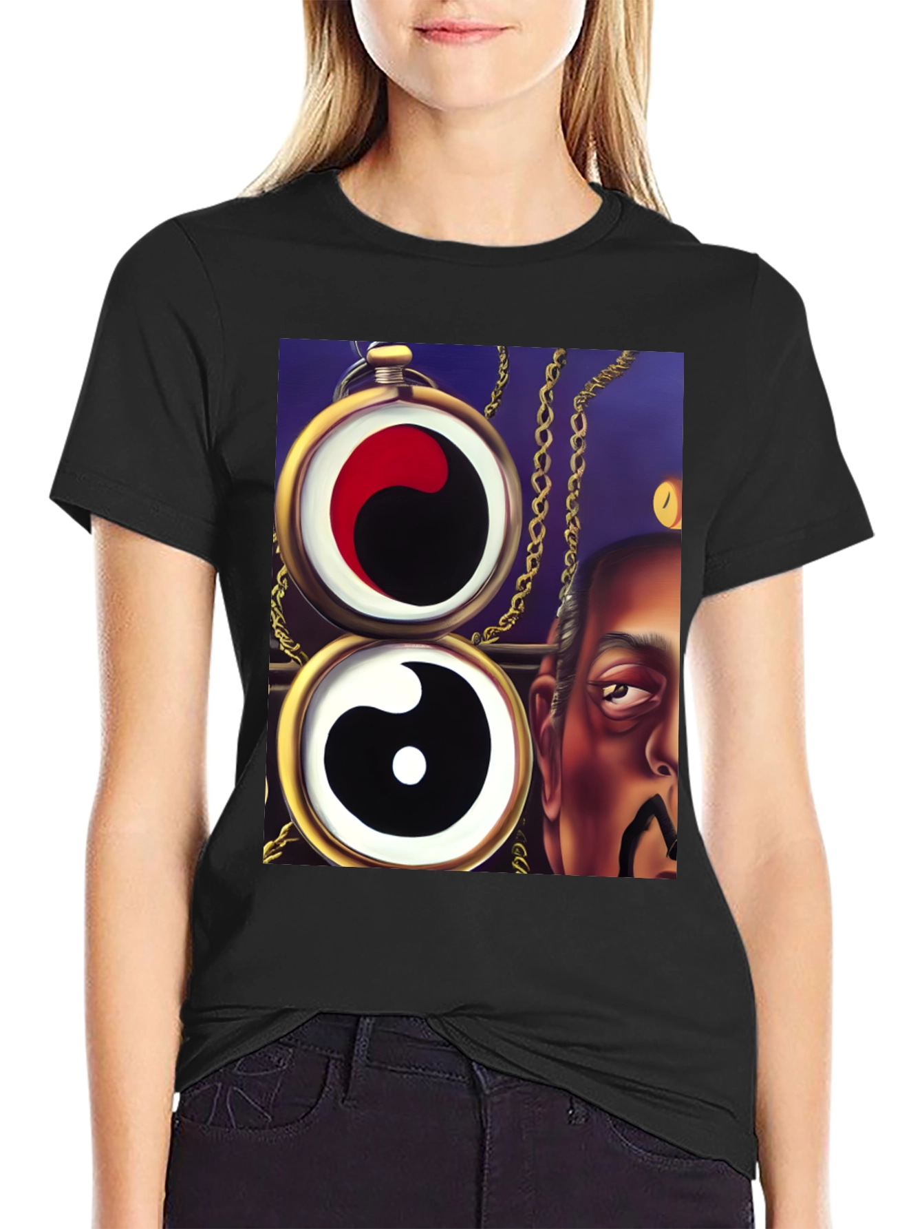 Yin Yang Pocket Watch Graphic Tee - Unique Design