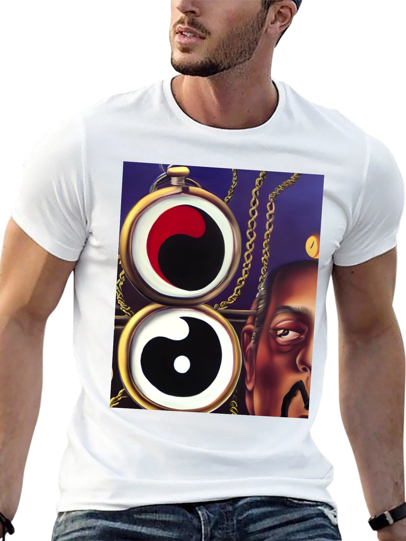 Yin Yang Pocket Watch Graphic Tee - Unique Design