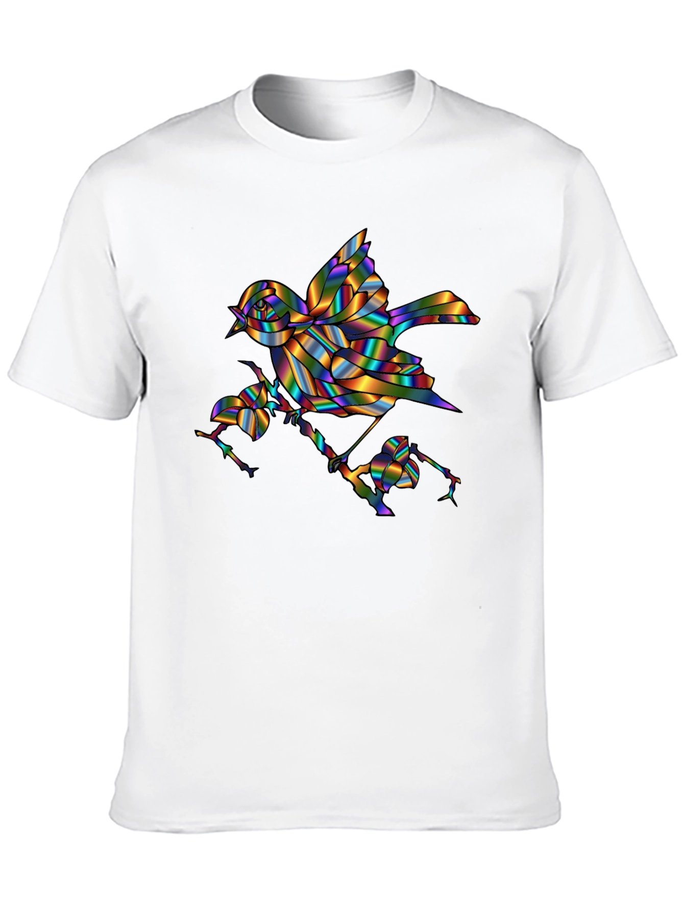 Rainbow Bird Graphic Print Mens Black T-Shirt