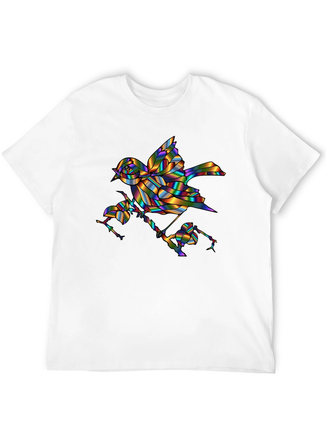 Rainbow Bird Graphic Print Mens Black T-Shirt