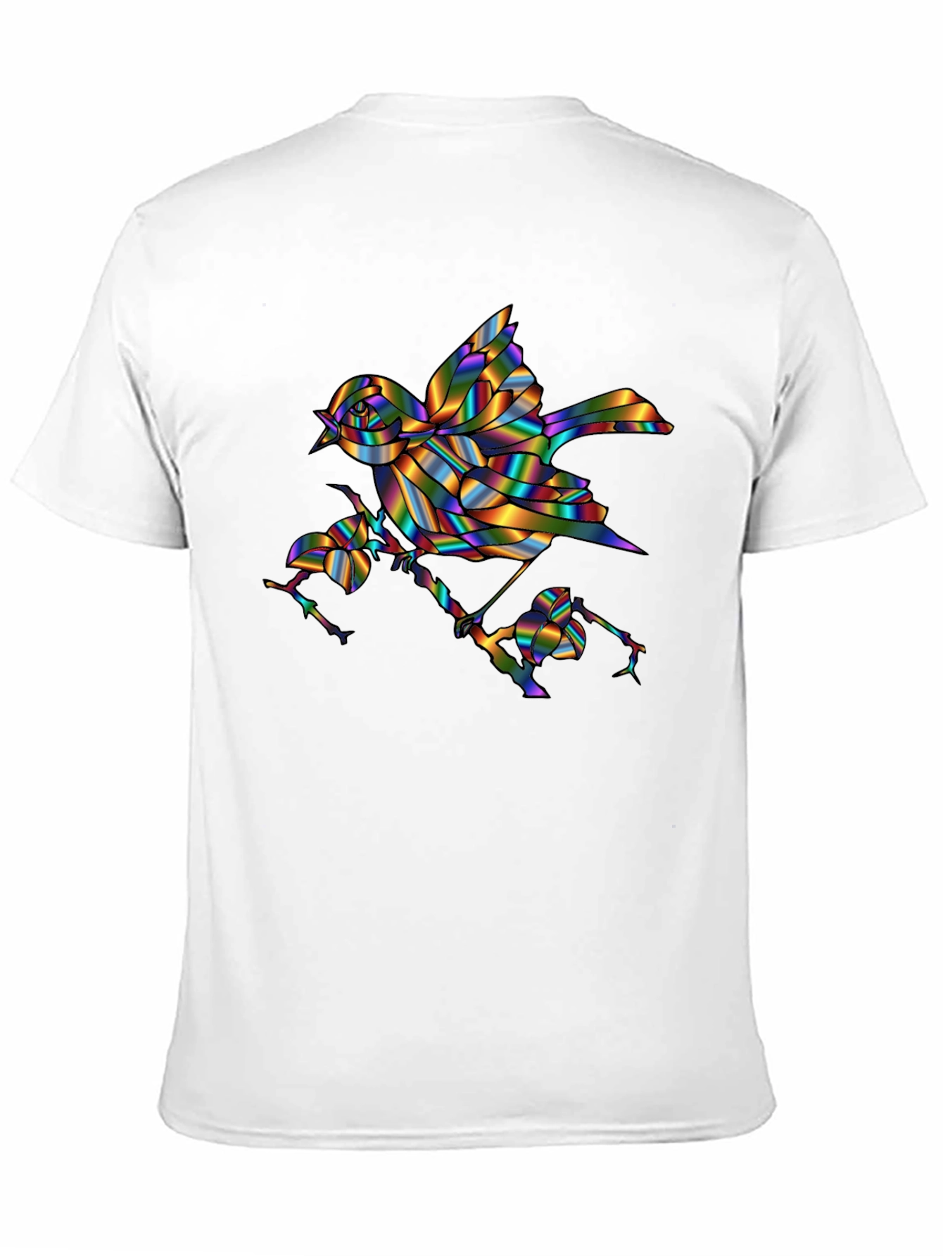 Rainbow Bird Graphic Print Mens Black T-Shirt