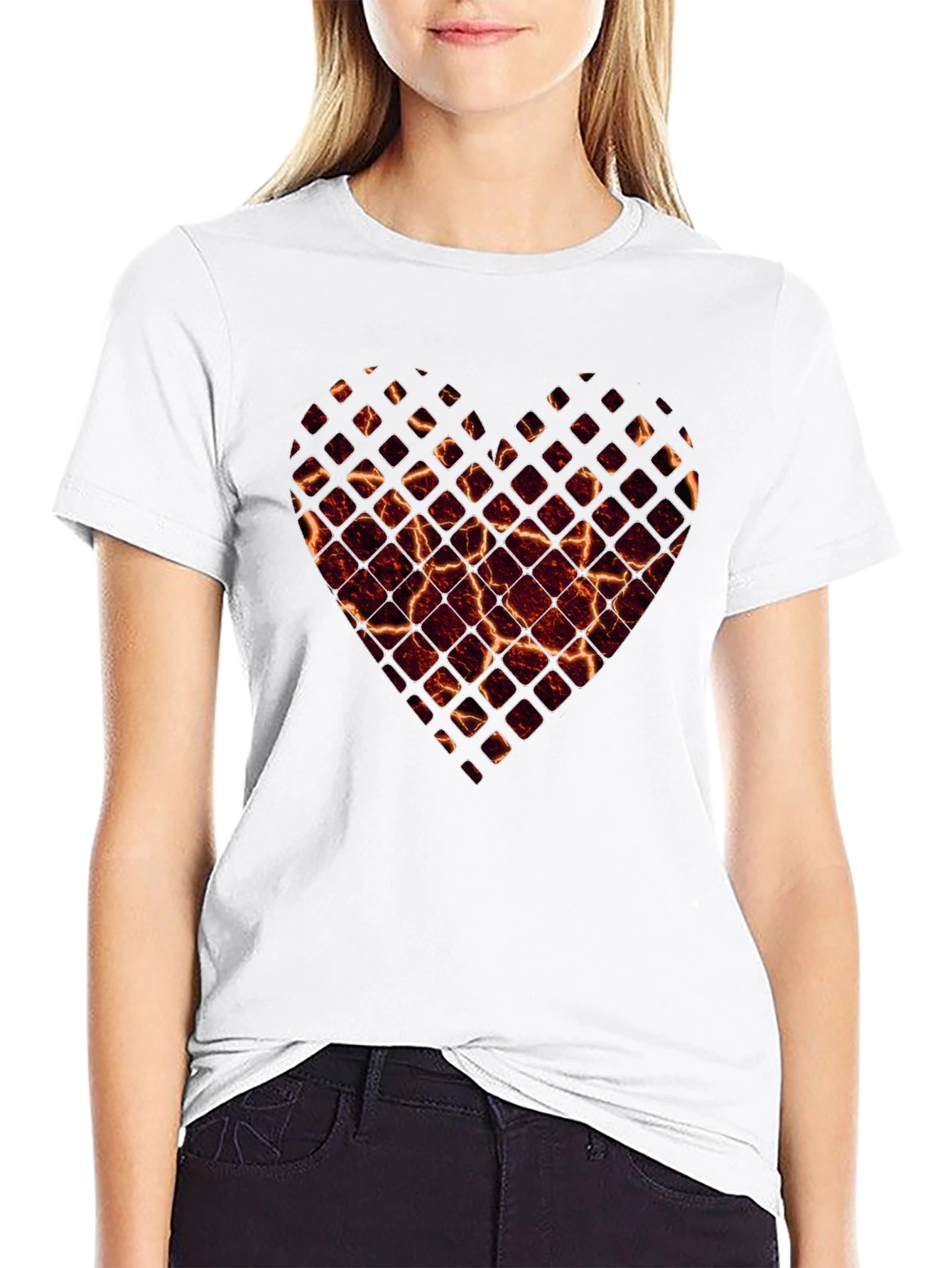 Fiery Heart Graphic Tee - Black T-Shirt