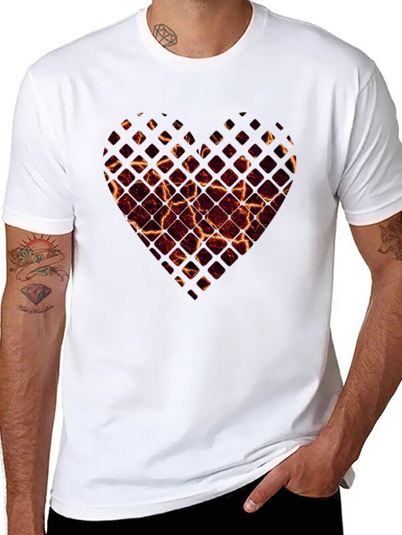 Fiery Heart Graphic Tee - Black T-Shirt