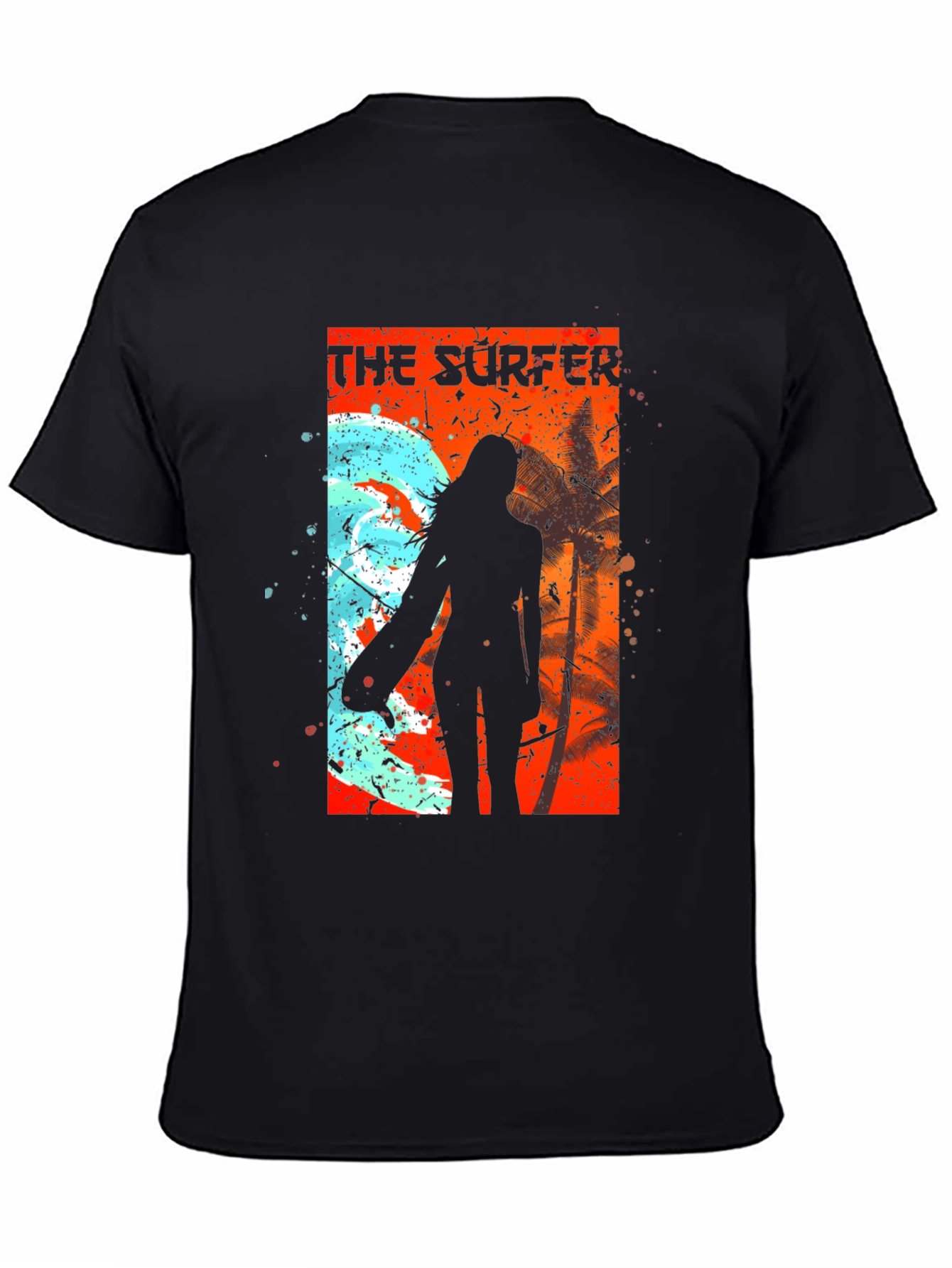 The Surfer Tee - Cool Graphic Print Black T-Shirt