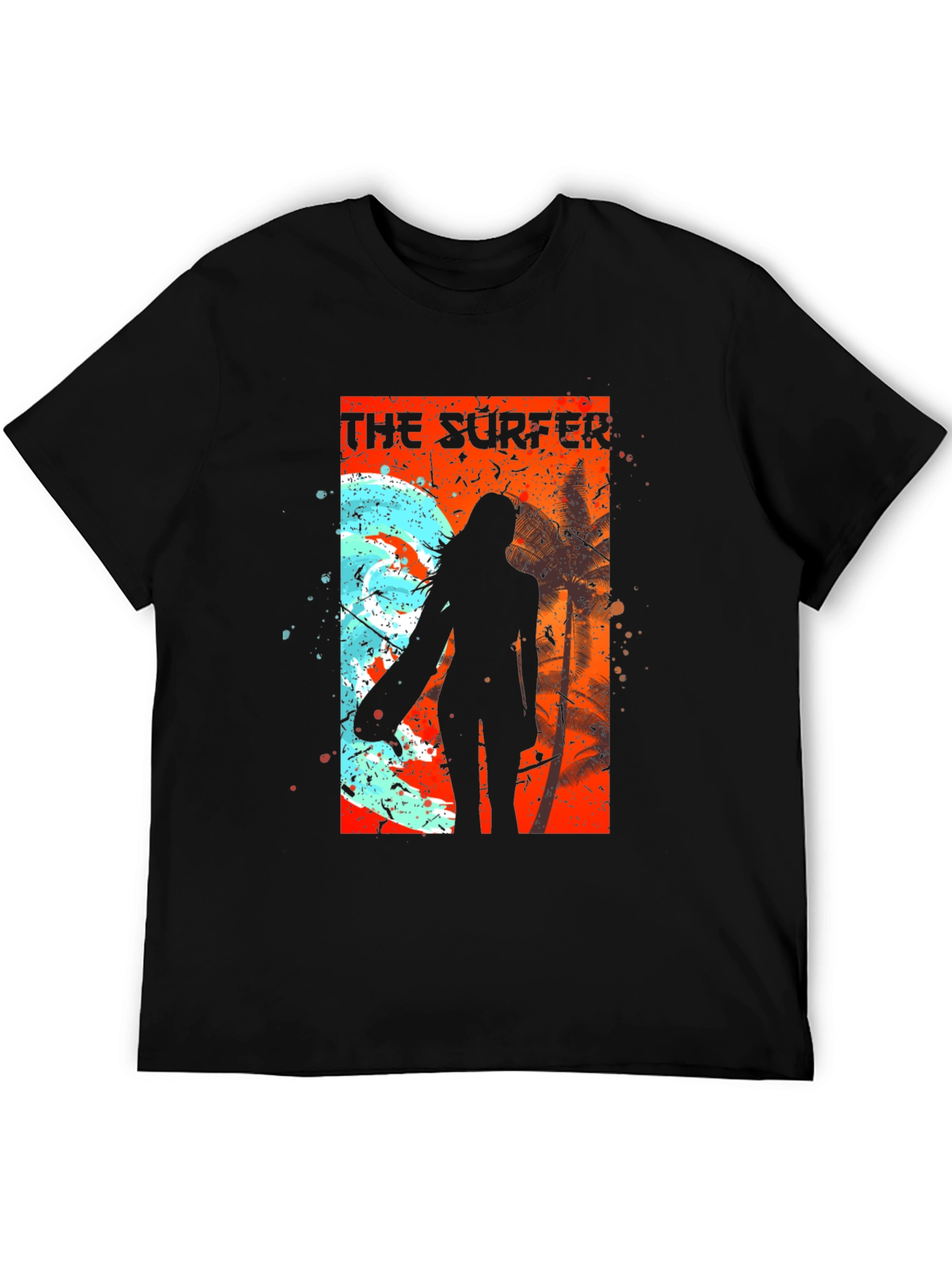 The Surfer Tee - Cool Graphic Print Black T-Shirt