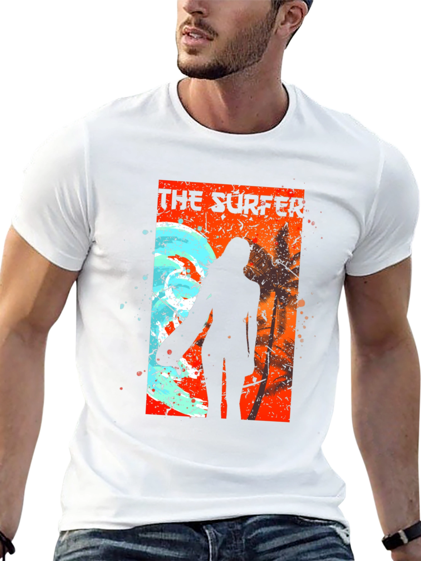 The Surfer Tee - Cool Graphic Print Black T-Shirt