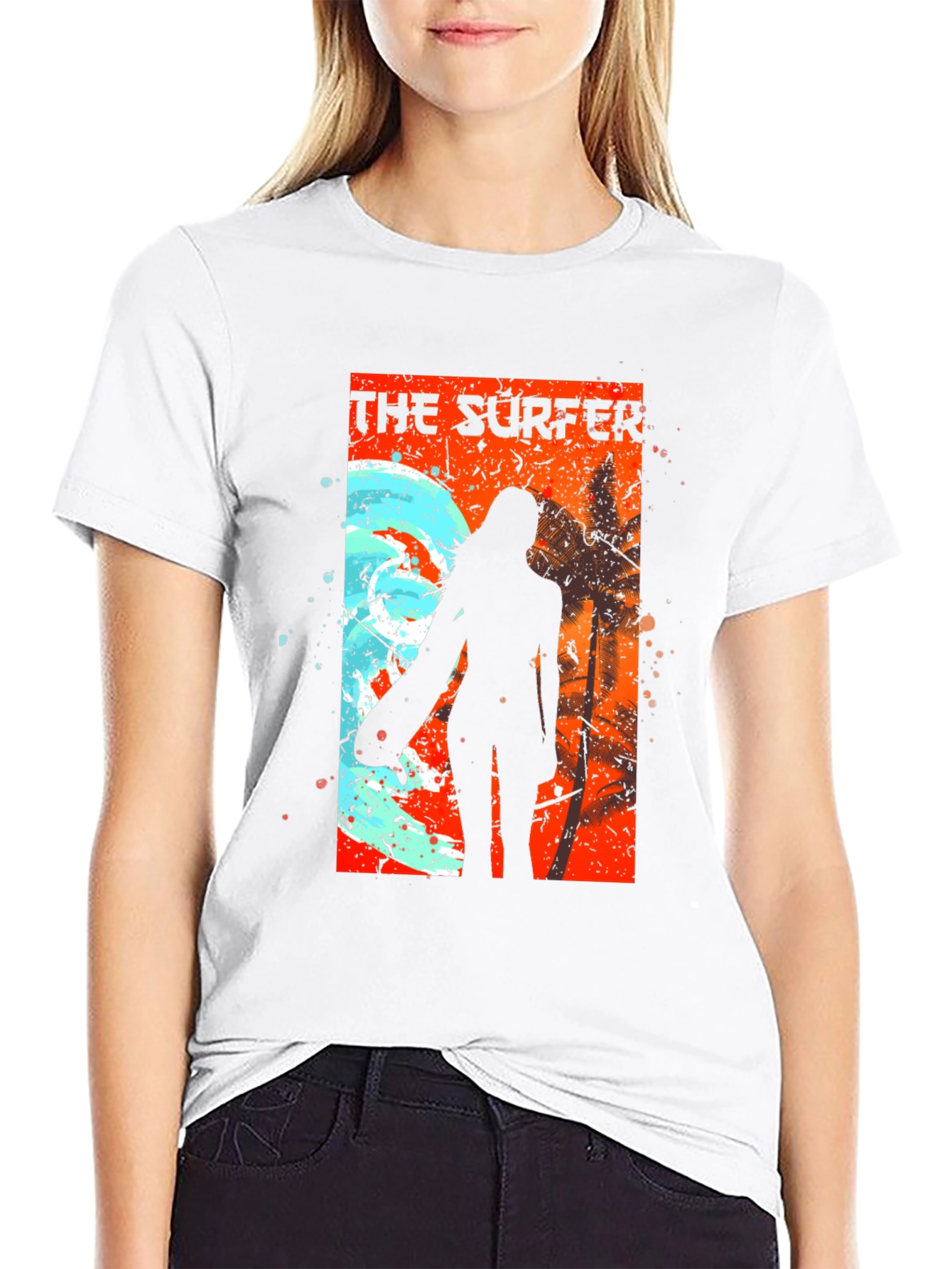 The Surfer Tee - Cool Graphic Print Black T-Shirt