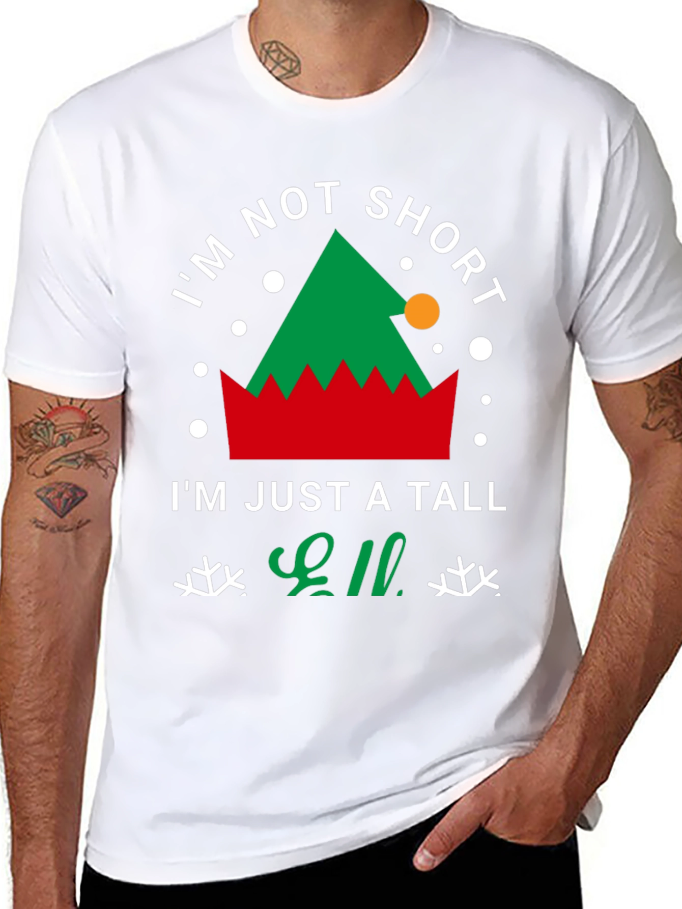 Tall Elf Christmas T-Shirt - Festive Holiday Apparel