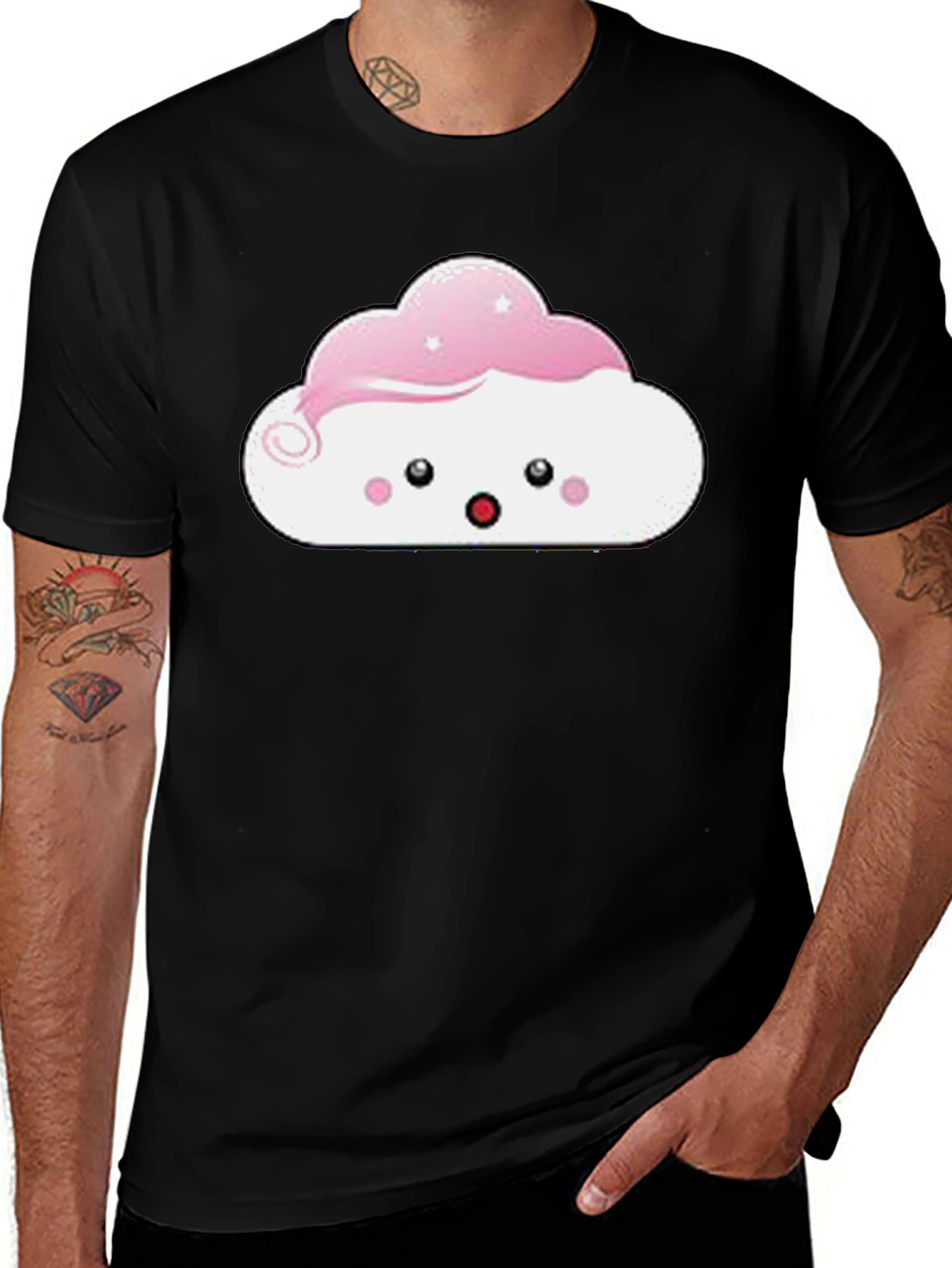 Kawaii Cloud Graphic Tee - Black