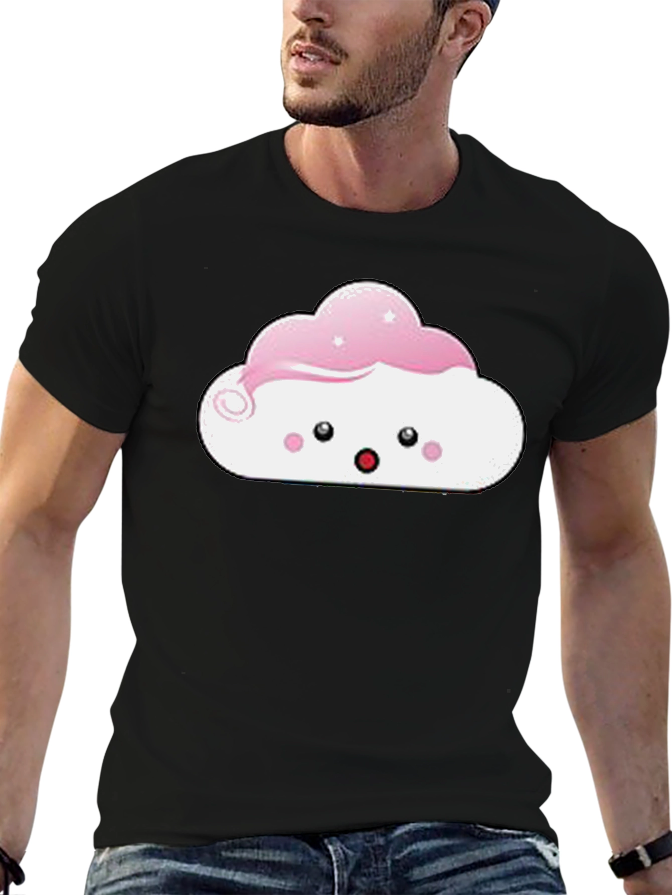 Kawaii Cloud Graphic Tee - Black