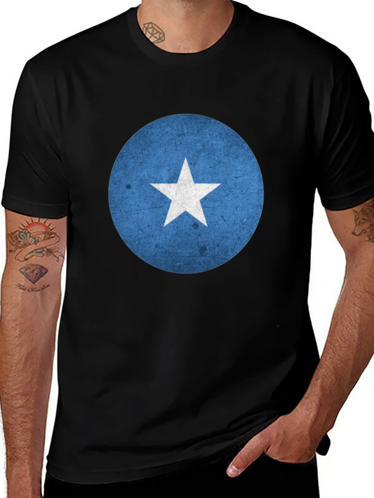 Somalia Flag Graphic Tee - Black Crew Neck T-Shirt