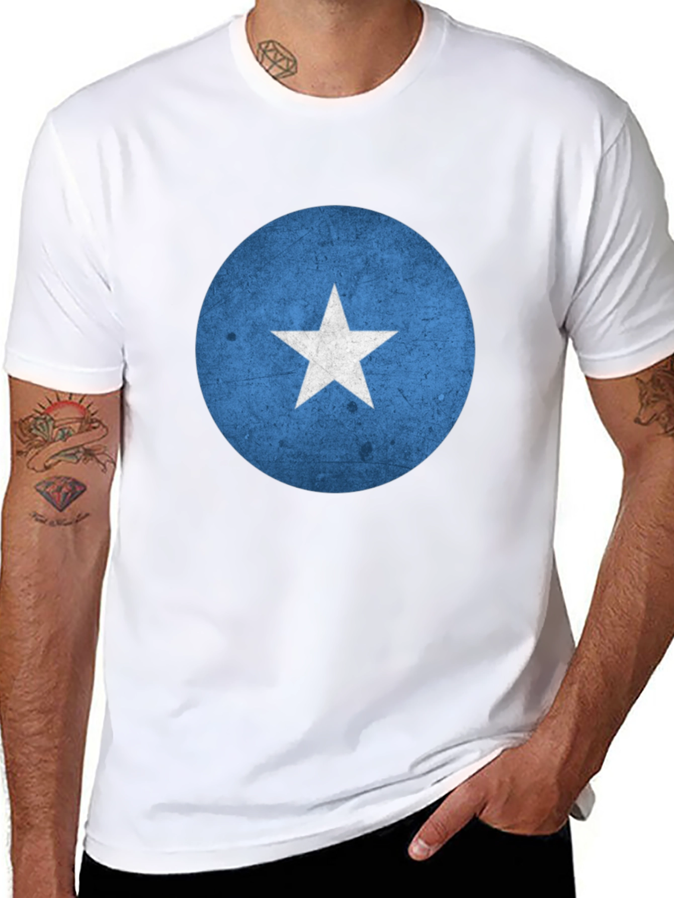 Somalia Flag Graphic Tee - Black Crew Neck T-Shirt