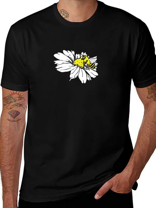 Bee on Daisy Graphic T-Shirt - Black